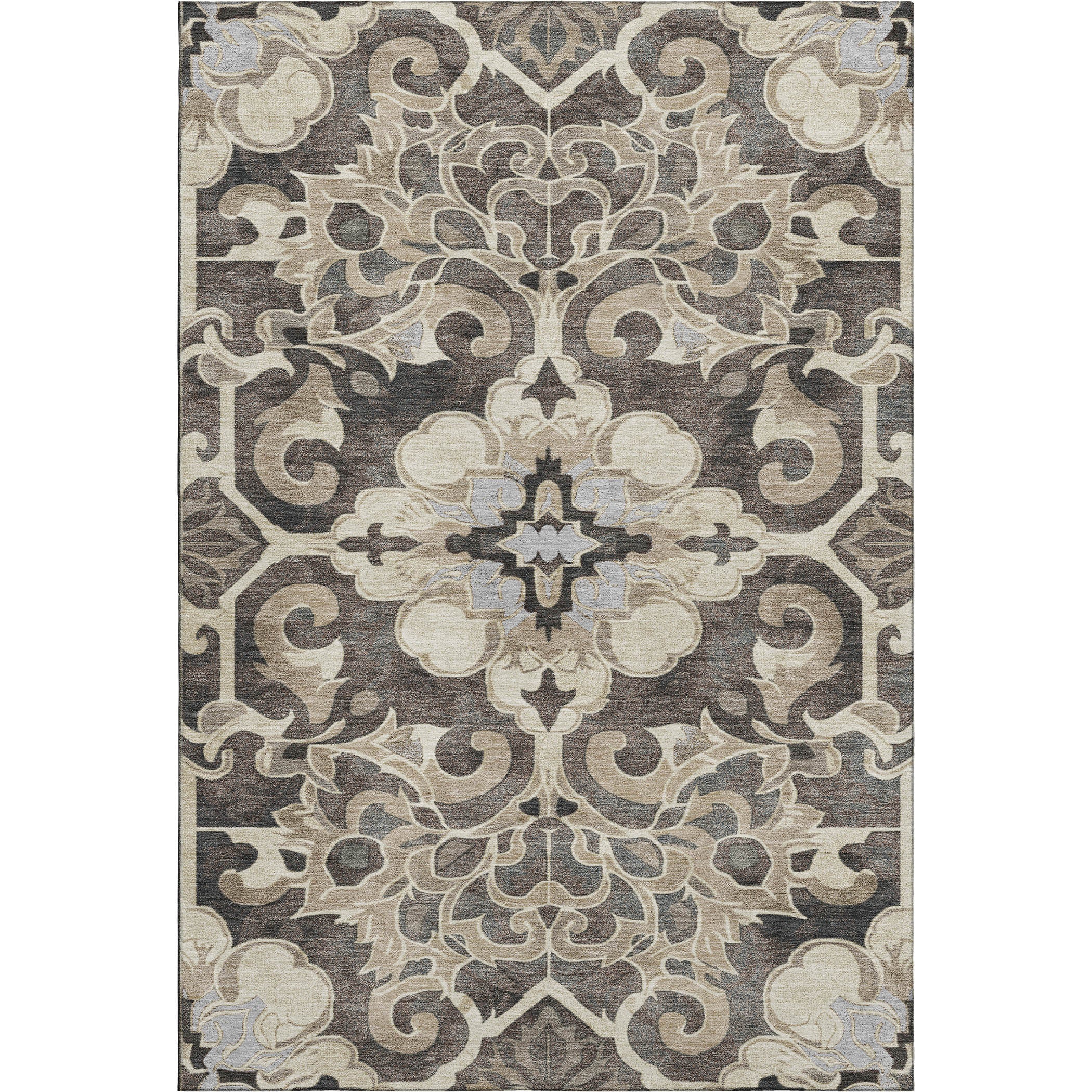 Bruges Machine Washable Traditional Chocolate Brown Rug 2'6" x 3'10" #shape_Rectangle