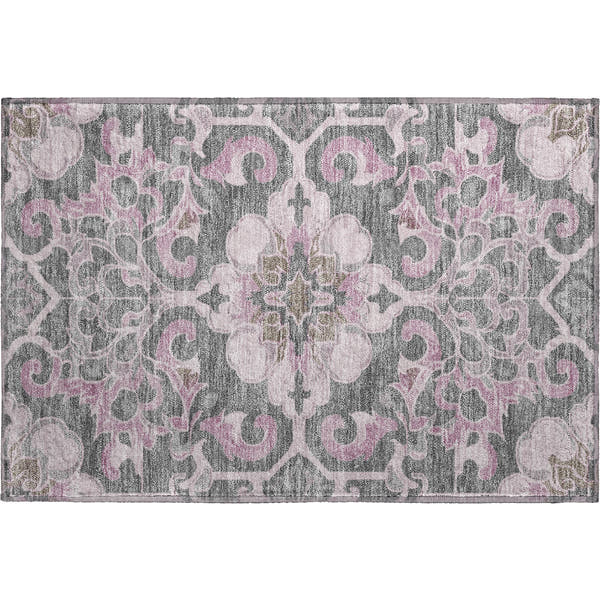 Bruges Machine Washable Traditional Pink Rug 1'8" x 2'6"