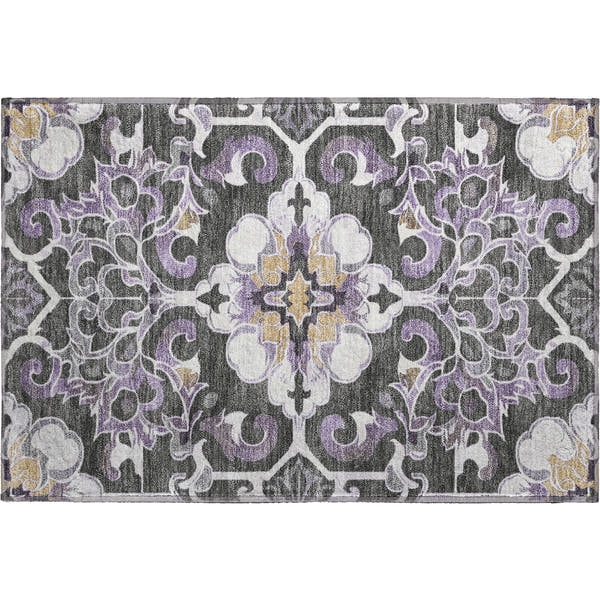 Bruges Machine Washable Traditional Purple Rug 1'8" x 2'6"