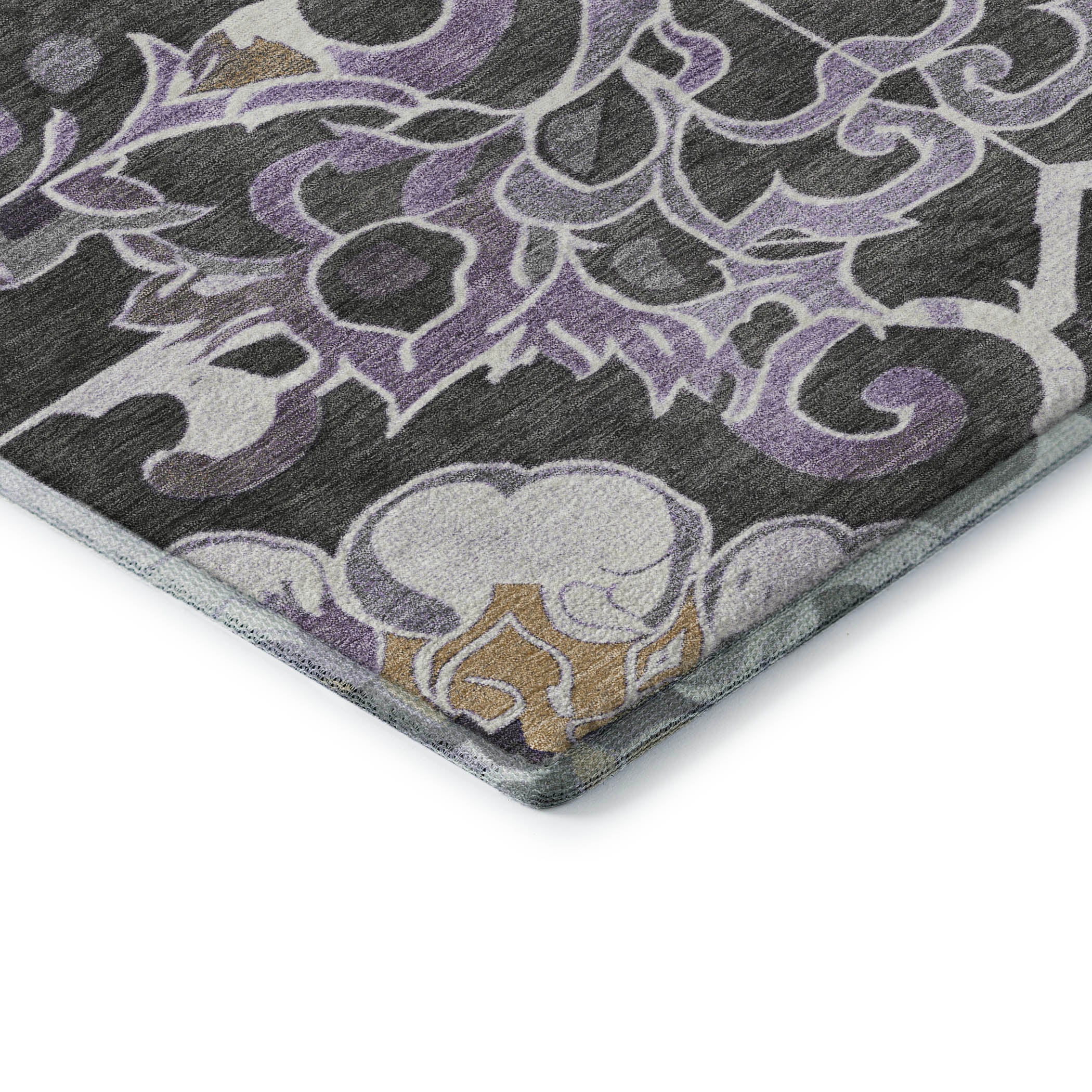 Bruges Machine Washable Traditional Purple Rug 1'8" x 2'6" #shape_Rectangle