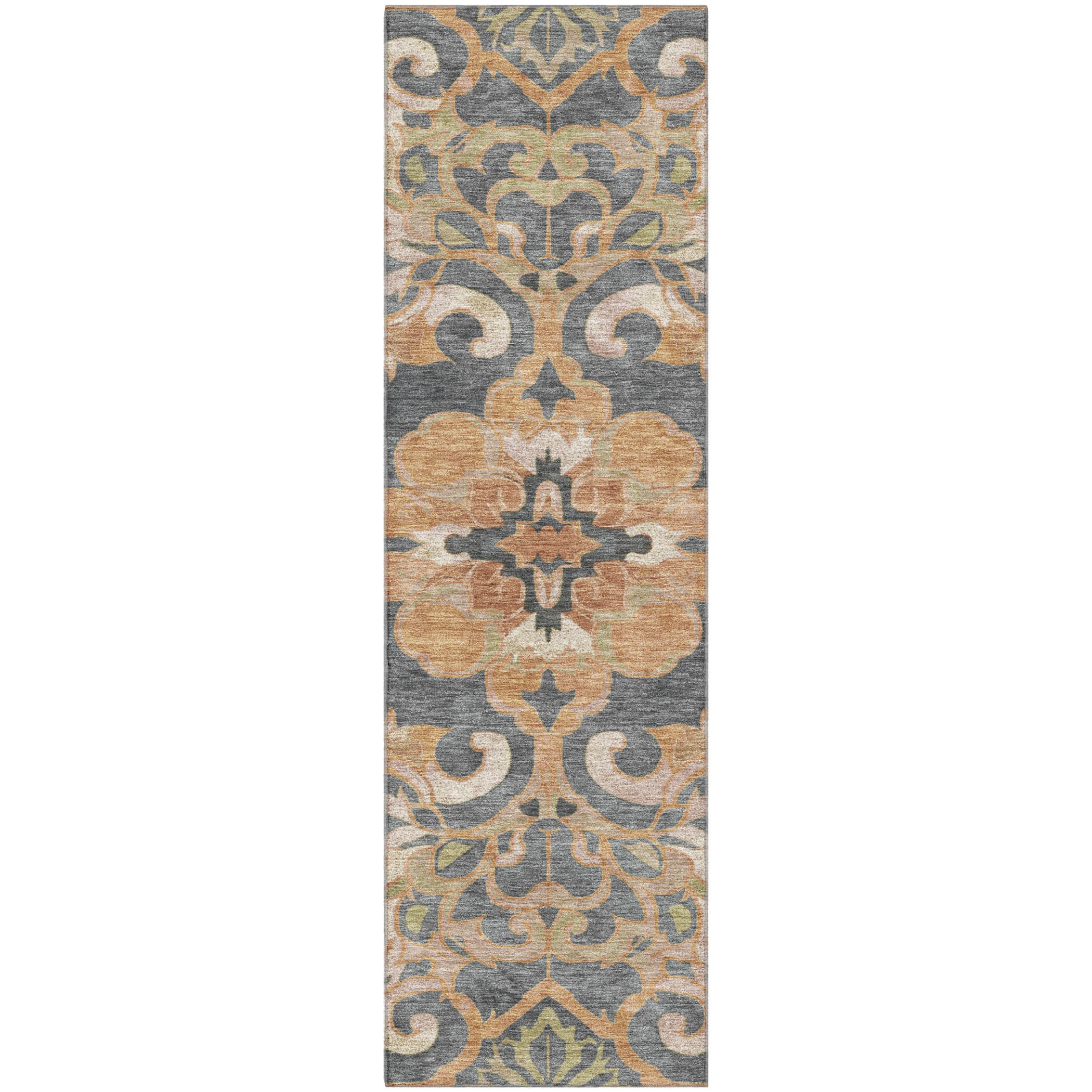Bruges Machine Washable Traditional Terracotta Orange Rug 2'3" x 7'6" #shape_Runner