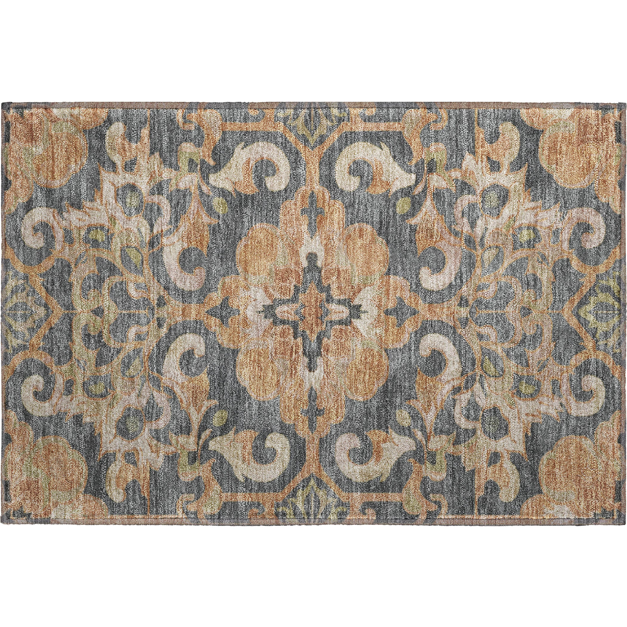 Bruges Machine Washable Traditional Terracotta Orange Rug 1'8" x 2'6" #shape_Rectangle
