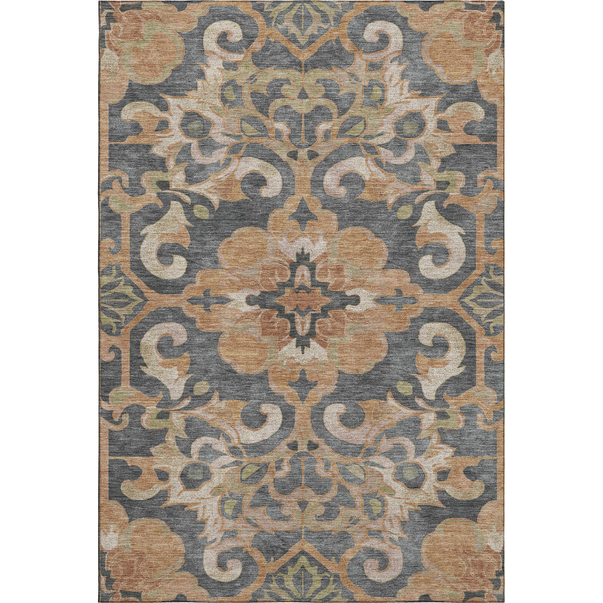 Bruges Machine Washable Traditional Terracotta Orange Rug 2'6" x 3'10" #shape_Rectangle
