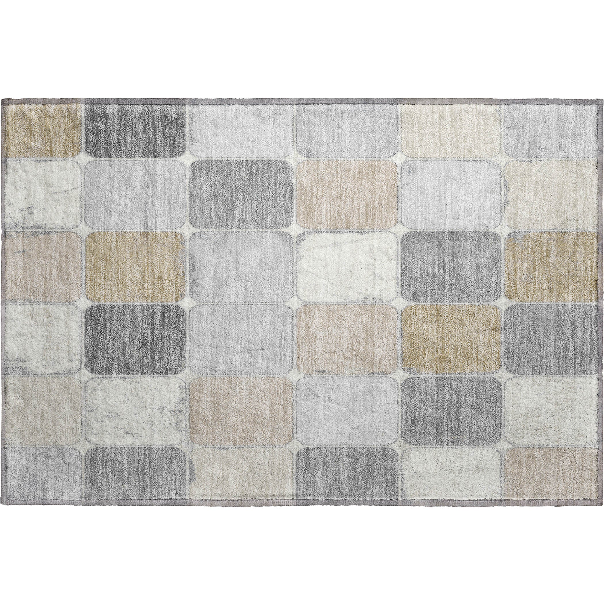 Bruges Machine Washable Transitional Beige Brown Rug 1'8" x 2'6" #shape_Rectangle