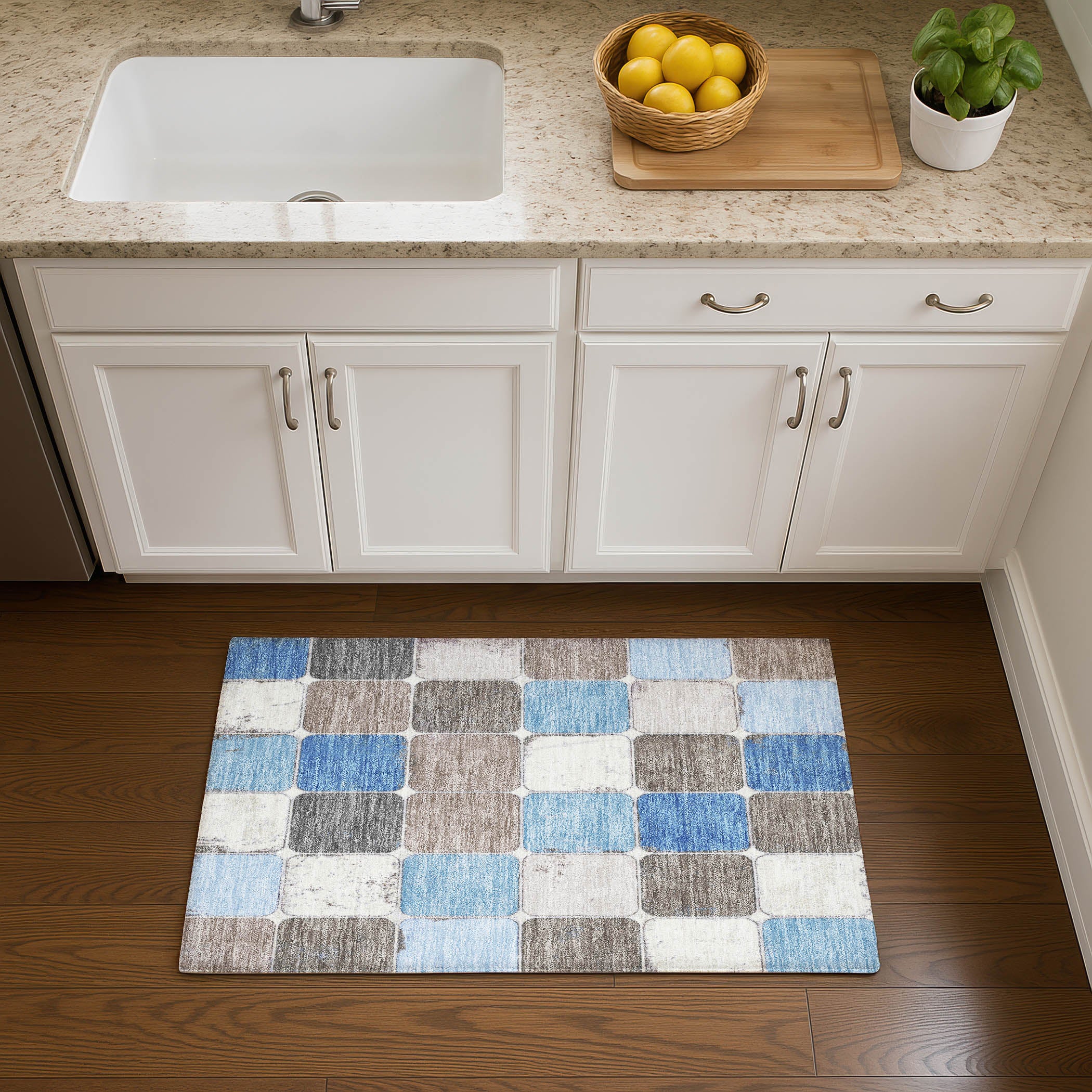 Bruges Machine Washable Transitional Blue Rug 1'8" x 2'6" #shape_Rectangle