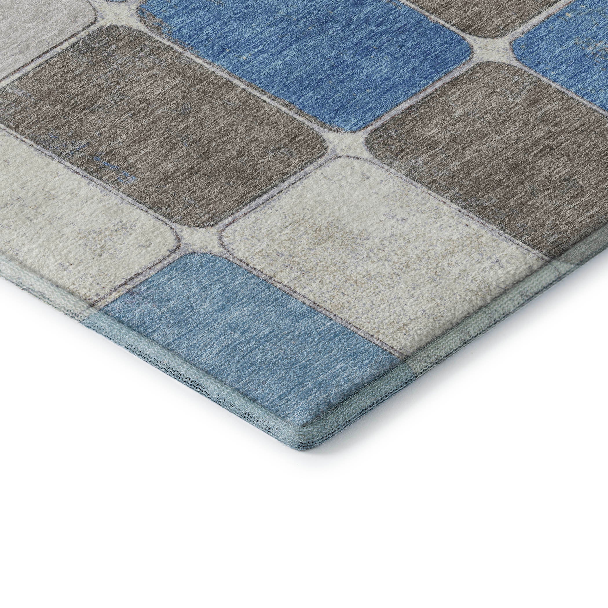 Bruges Machine Washable Transitional Blue Rug 1'8" x 2'6" #shape_Rectangle