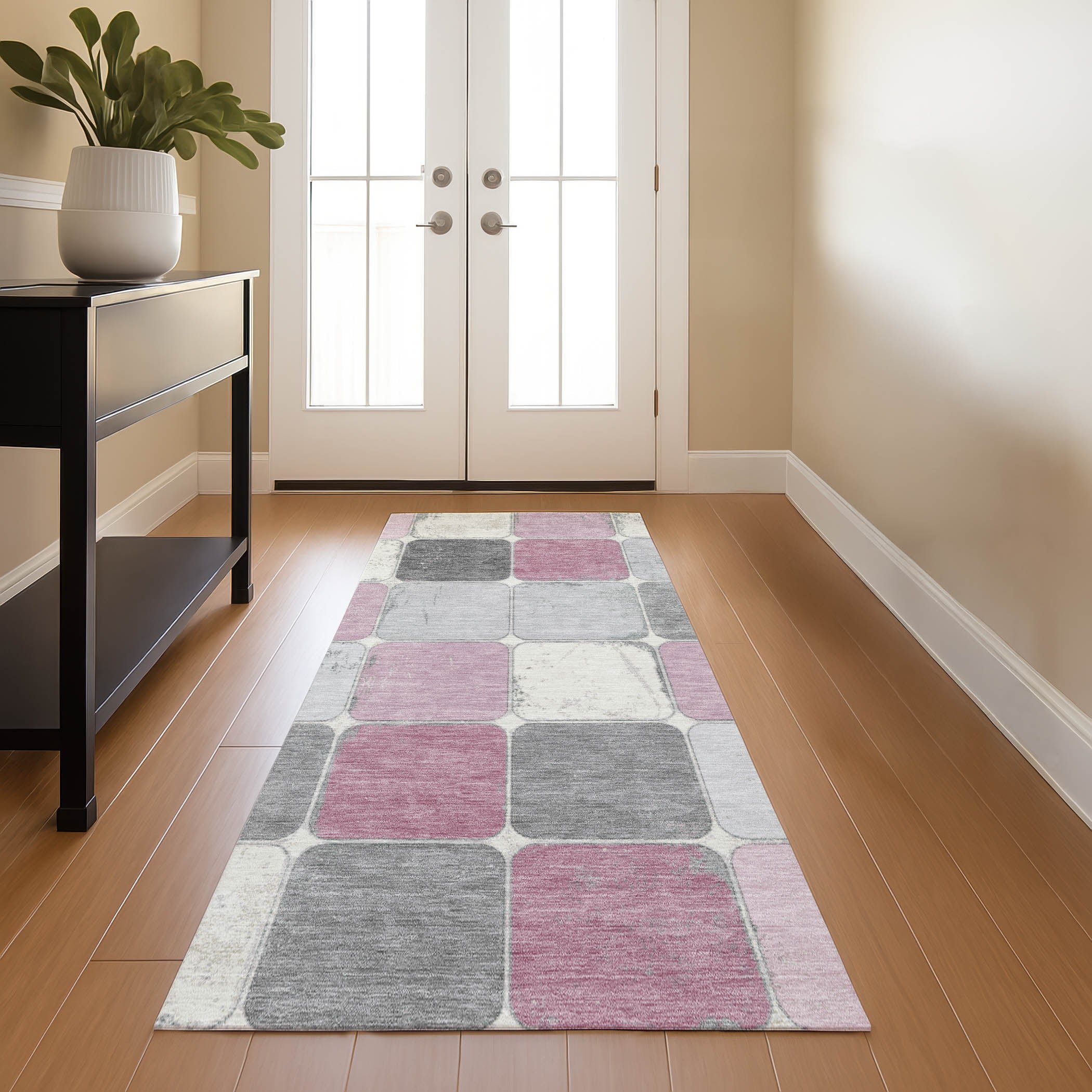 Bruges Machine Washable Transitional Blush Pink Rug 2'3" x 7'6" #shape_Runner