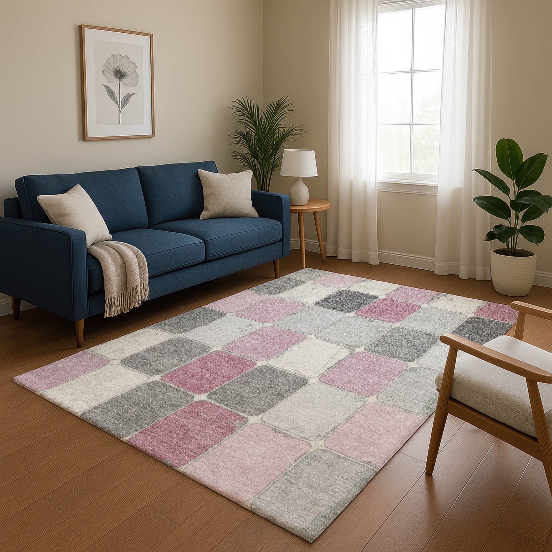 Bruges Machine Washable Transitional Blush Pink Rug 2'6" x 3'10" #shape_Rectangle
