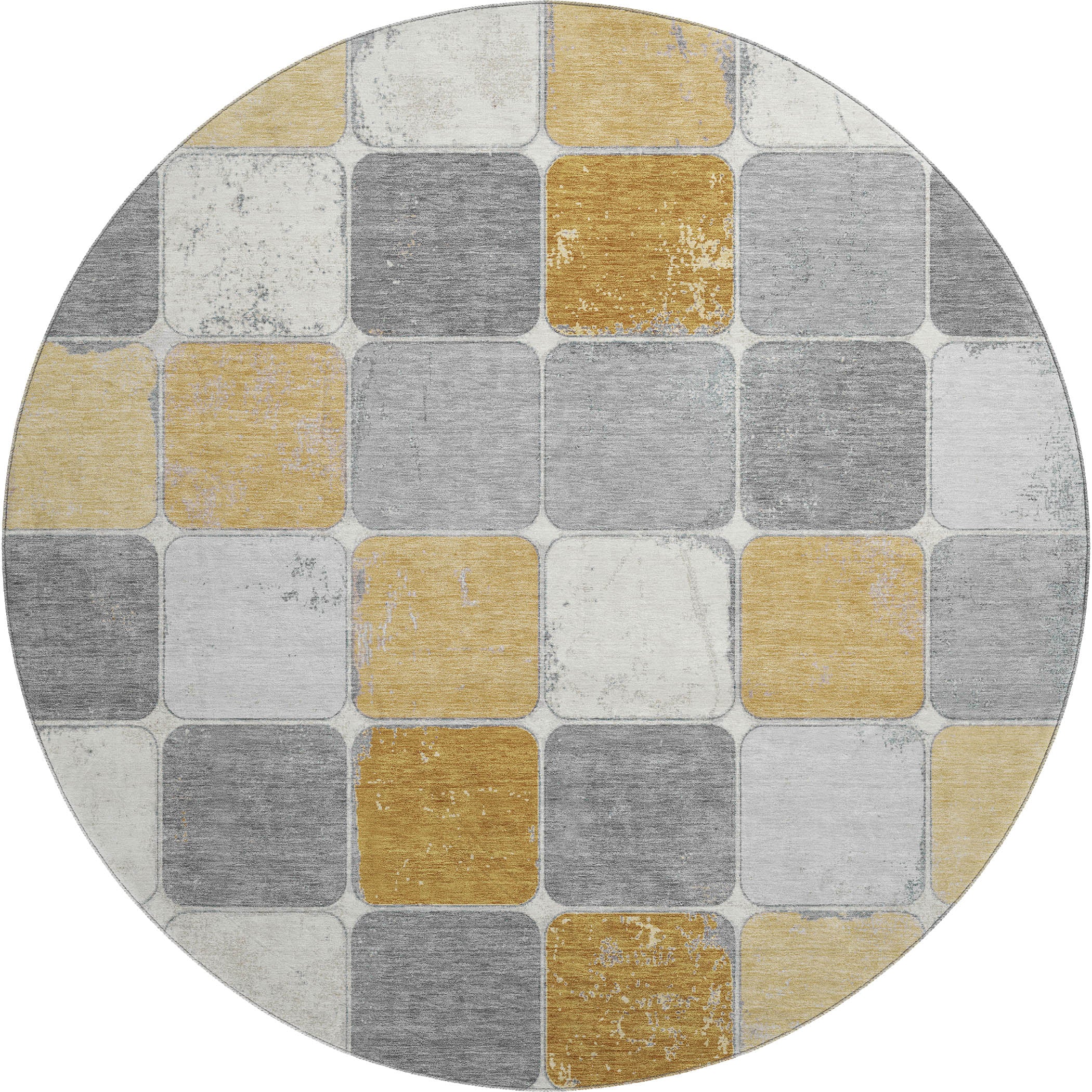 Bruges Machine Washable Transitional Gold Rug 8' x 8' #shape_Round