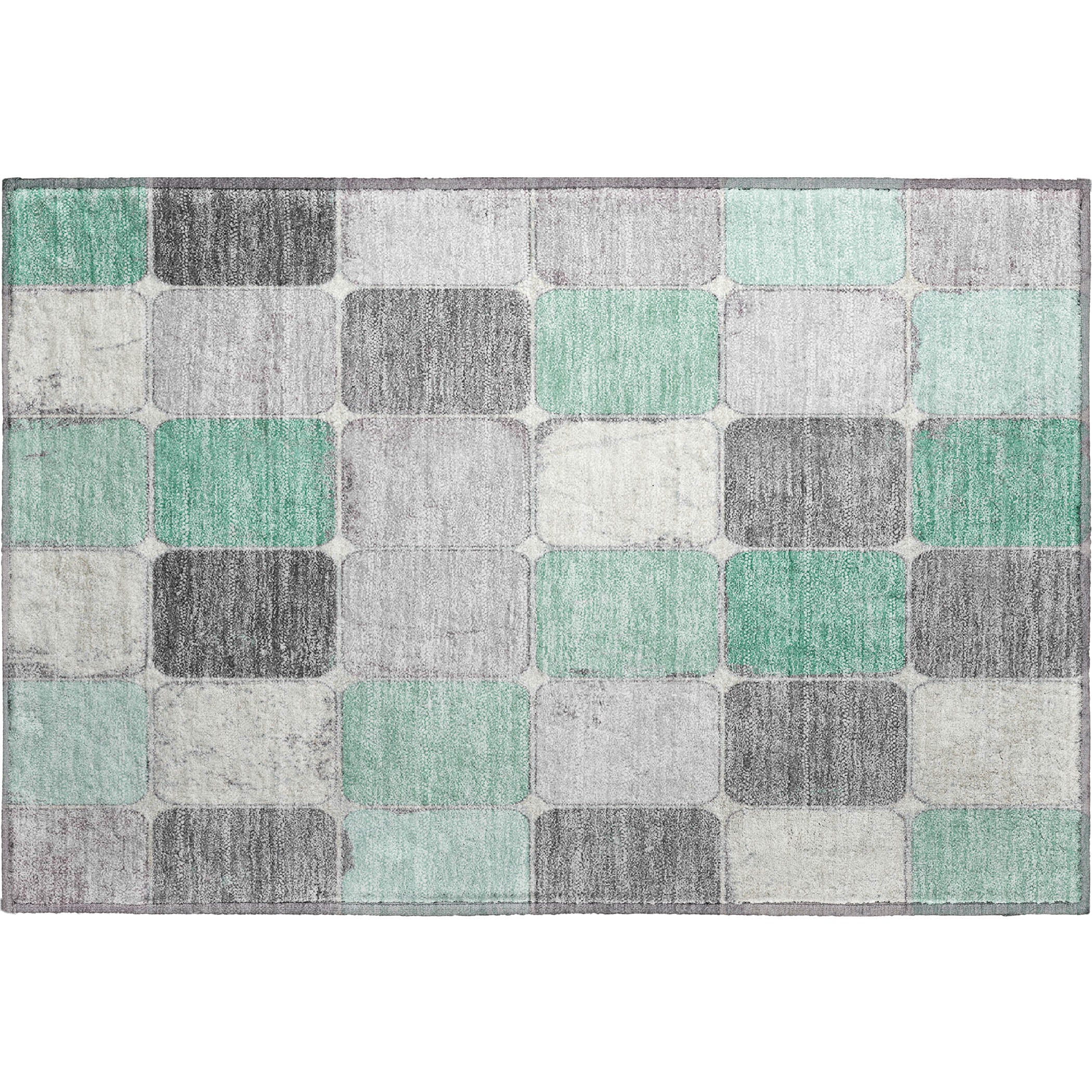 Bruges Machine Washable Transitional Mint Green Rug 1'8" x 2'6" #shape_Rectangle