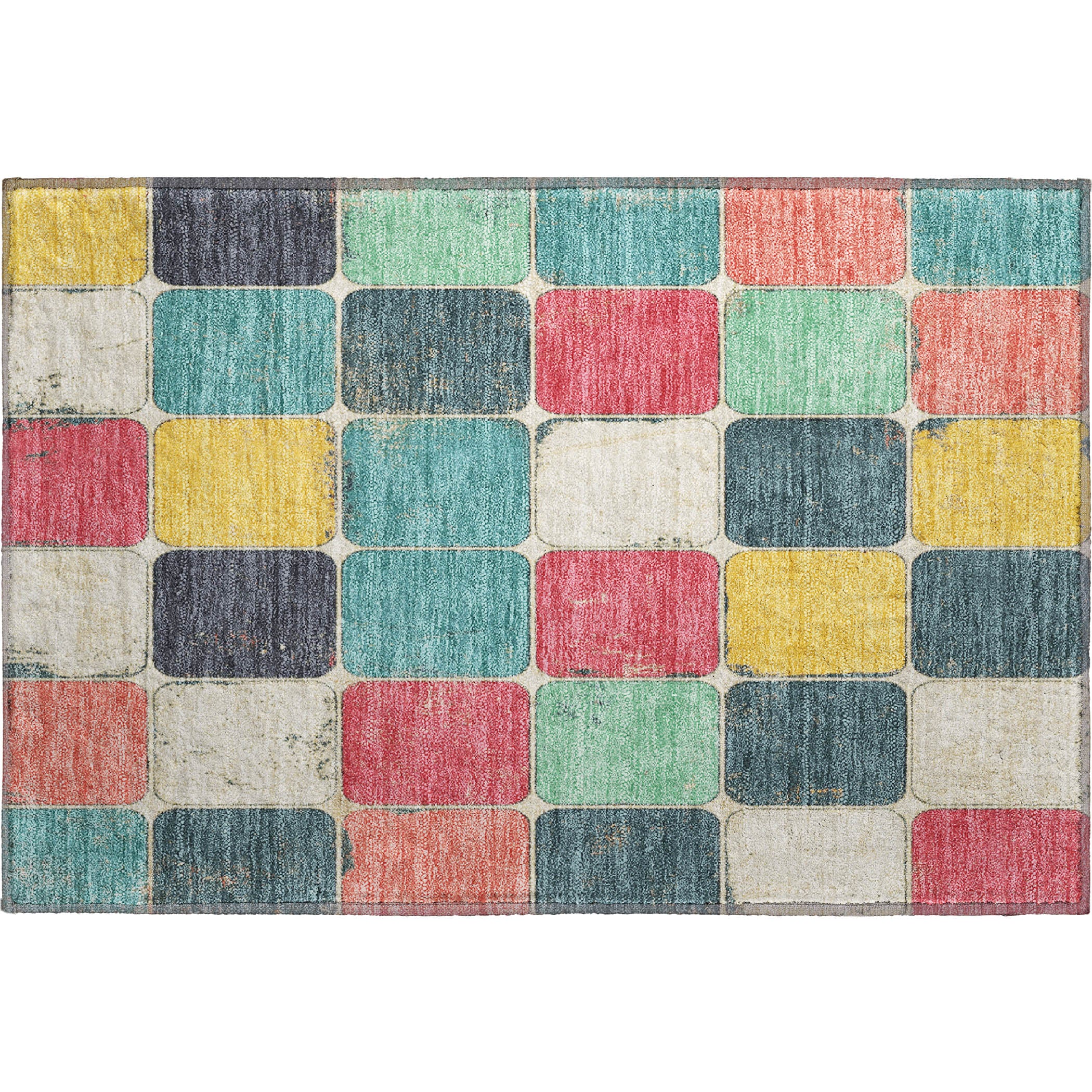 Bruges Machine Washable Transitional Teal Rug 1'8" x 2'6" #shape_Rectangle