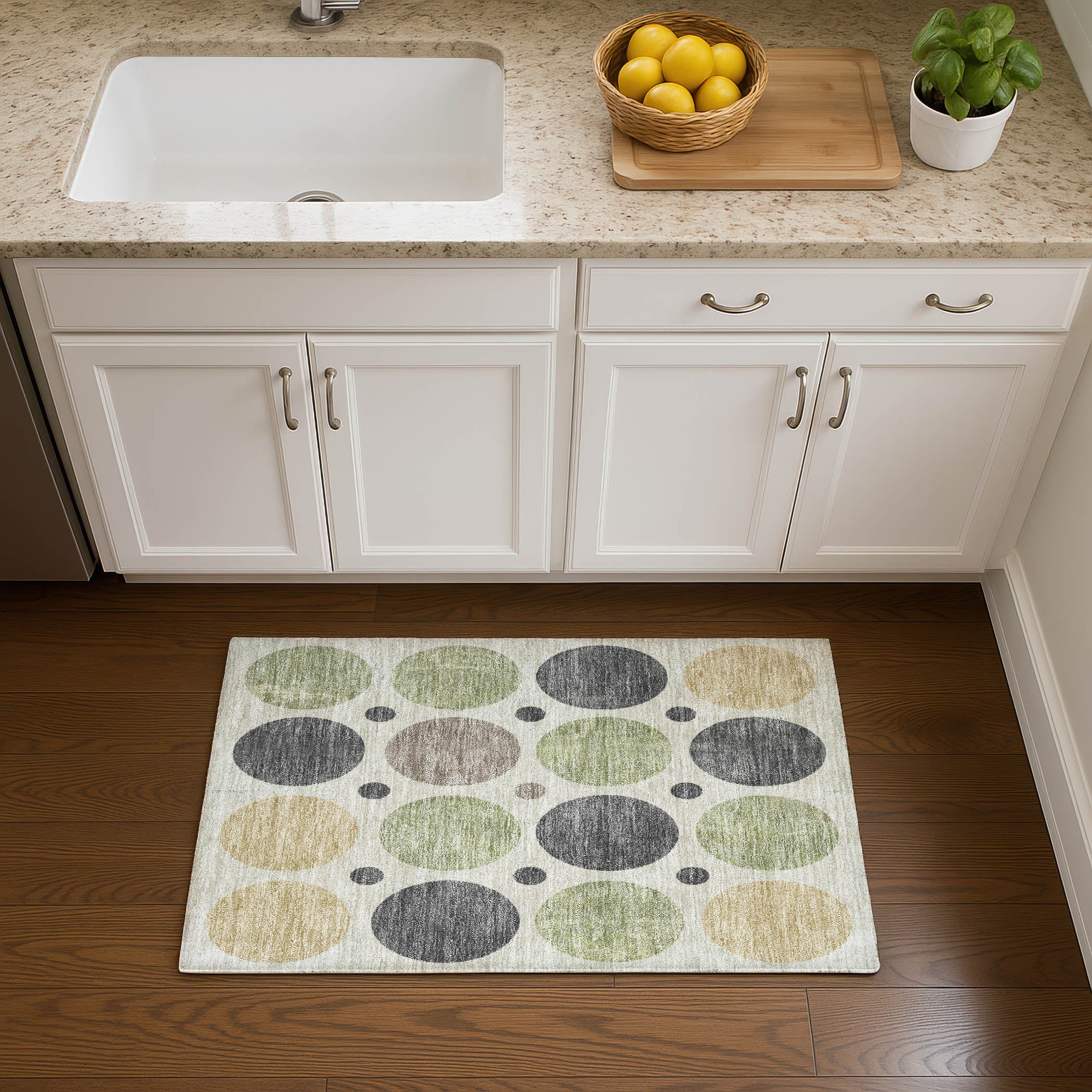 Prague Machine Washable Transitional Beige Brown Rug 1'8" x 2'6" #shape_Rectangle