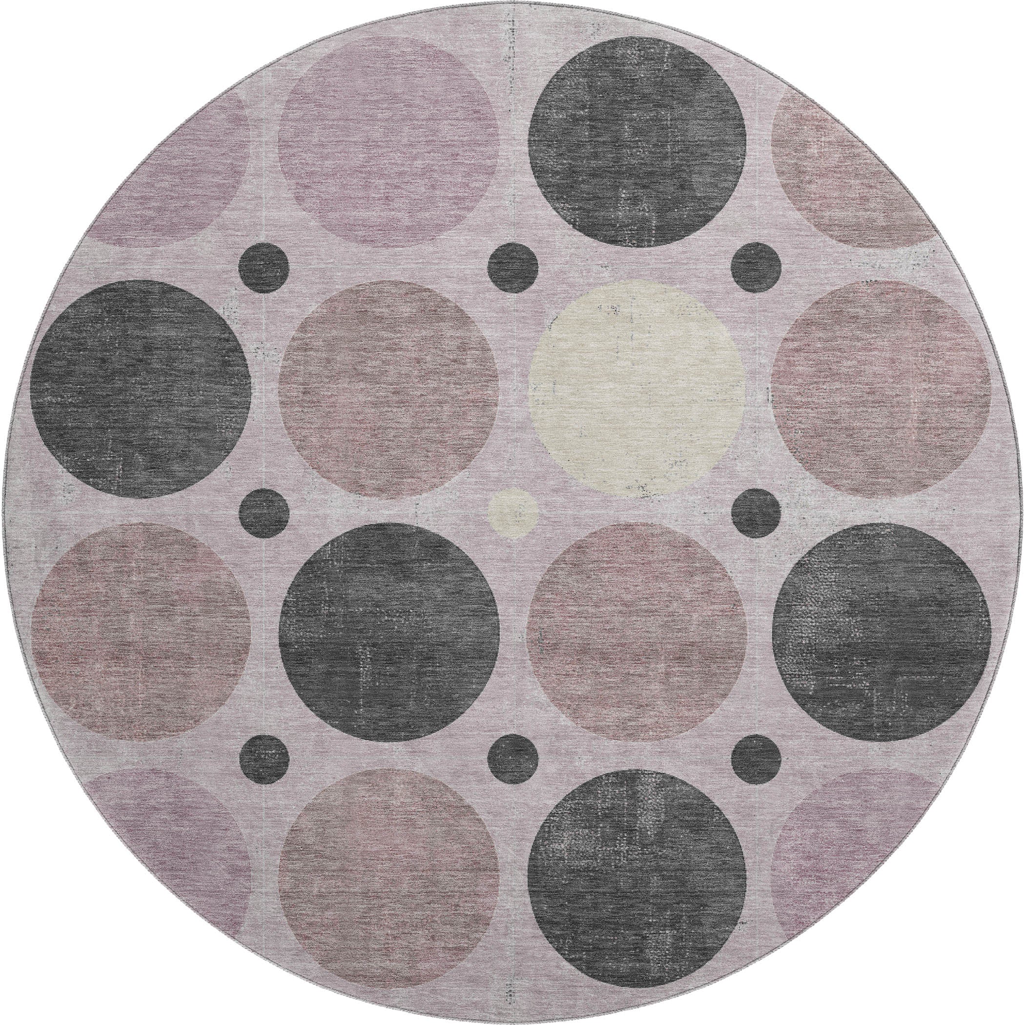 Prague Machine Washable Transitional Blush Pink Rug 8' x 8' #shape_Round