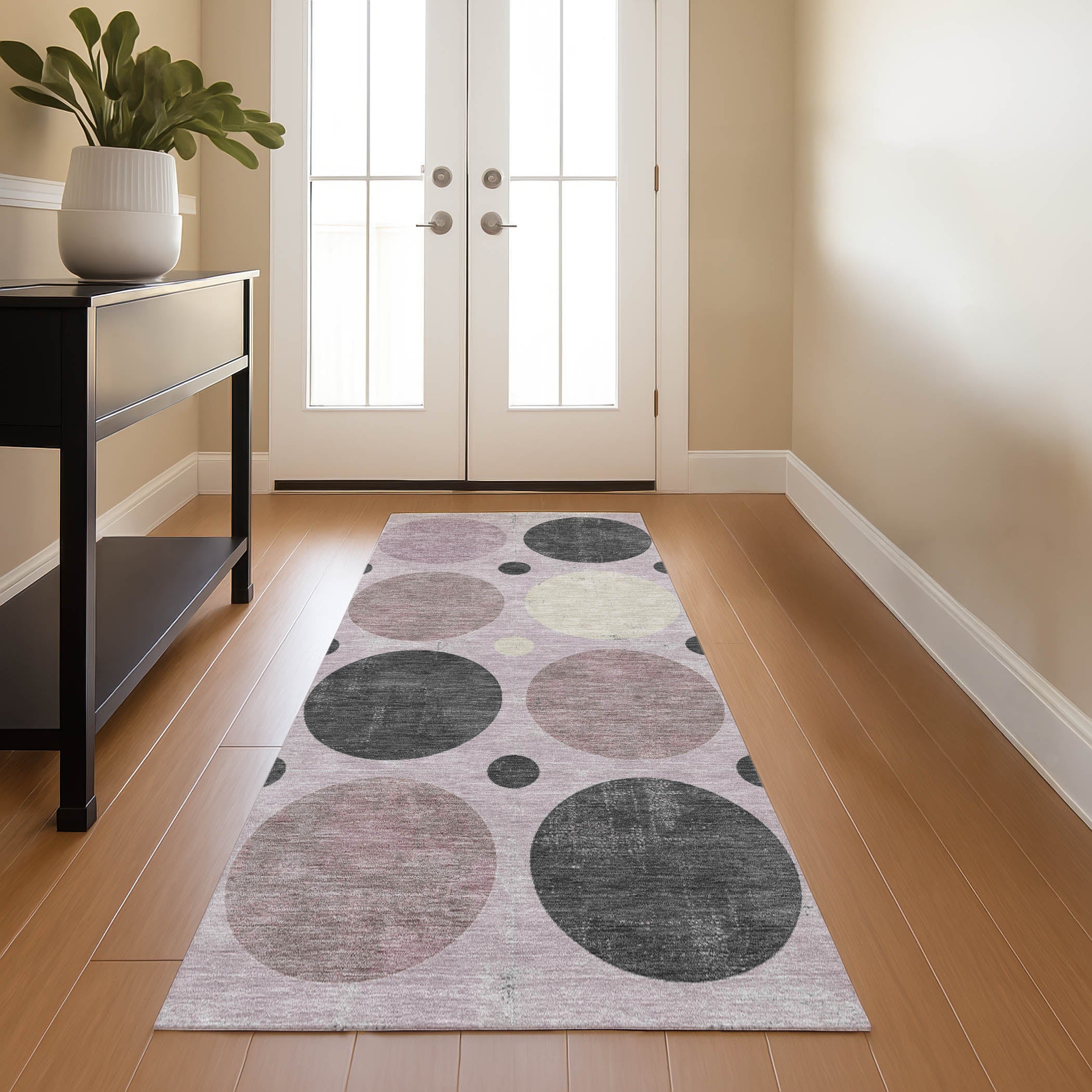Prague Machine Washable Transitional Blush Pink Rug 2'3" x 7'6" #shape_Runner