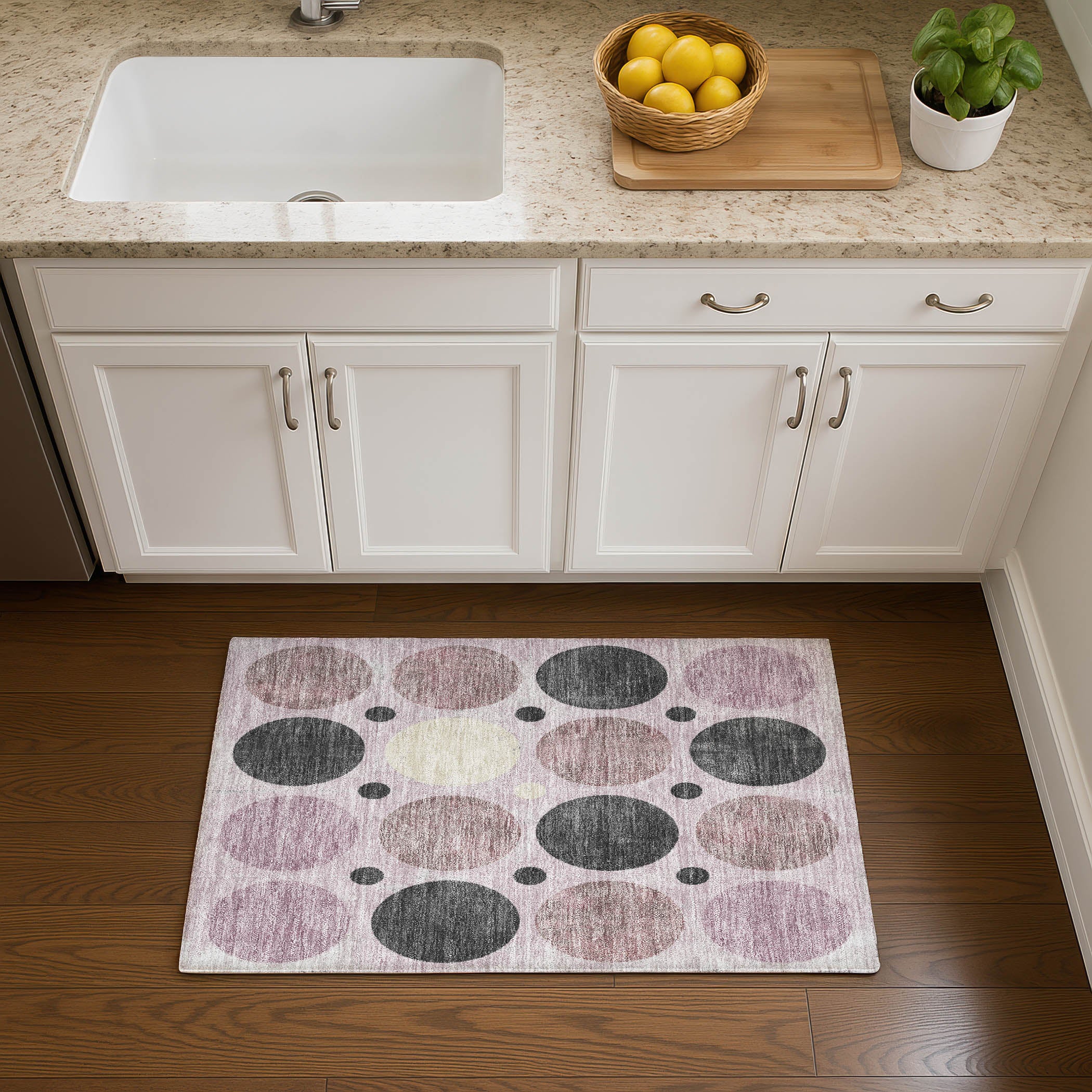 Prague Machine Washable Transitional Blush Pink Rug 1'8" x 2'6" #shape_Rectangle