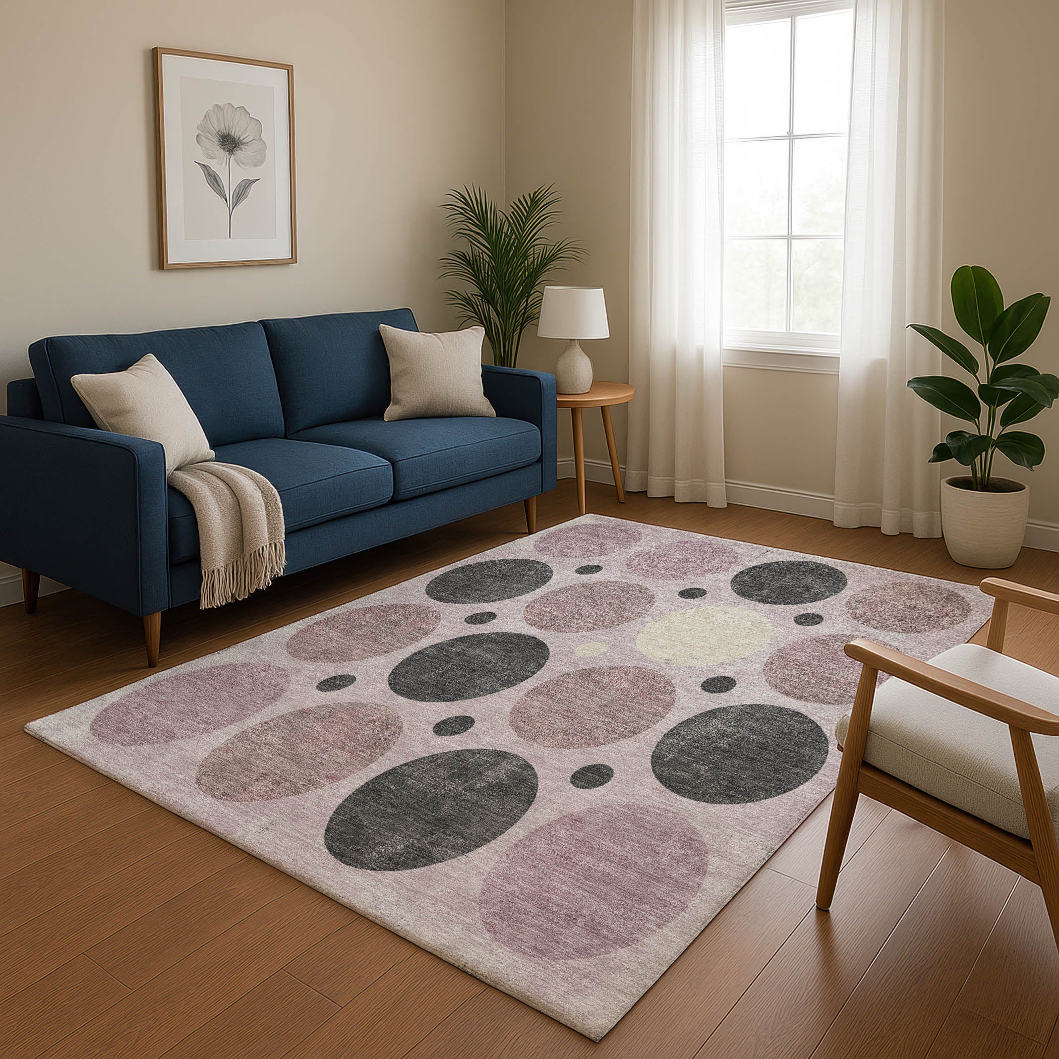 Prague Machine Washable Transitional Blush Pink Rug 2'6" x 3'10" #shape_Rectangle