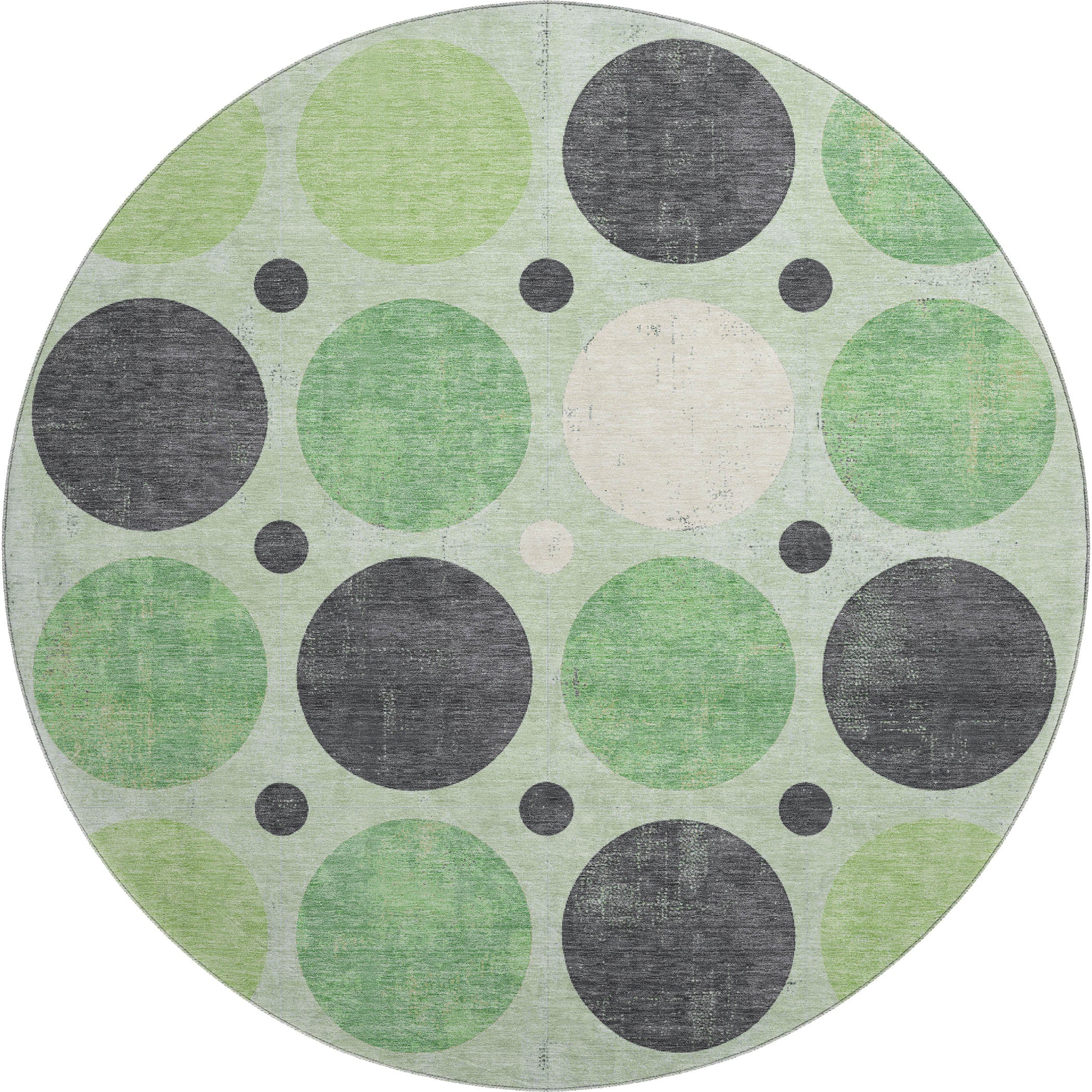 Prague Machine Washable Transitional Green Rug 8' x 8' #shape_Round