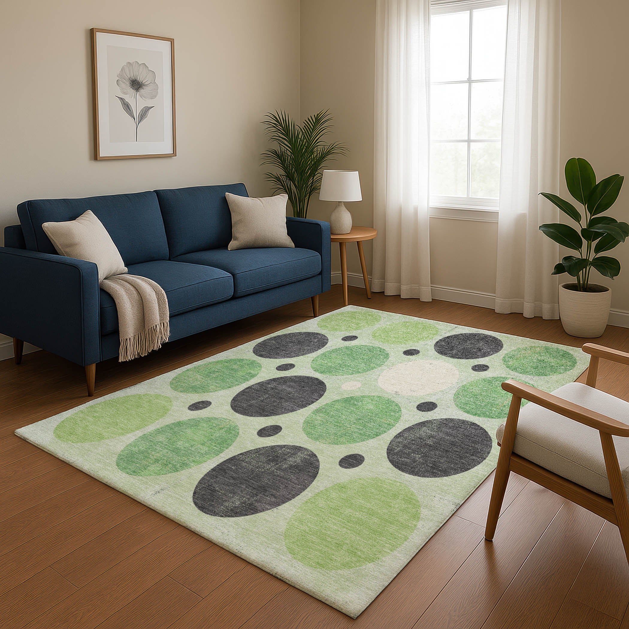Prague Machine Washable Transitional Green Rug 2'6" x 3'10" #shape_Rectangle