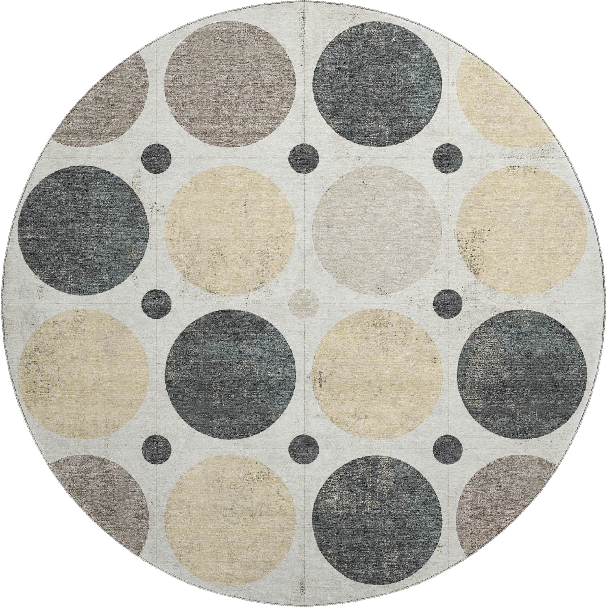 Prague Machine Washable Transitional Ivory Rug 8' x 8' #shape_Round