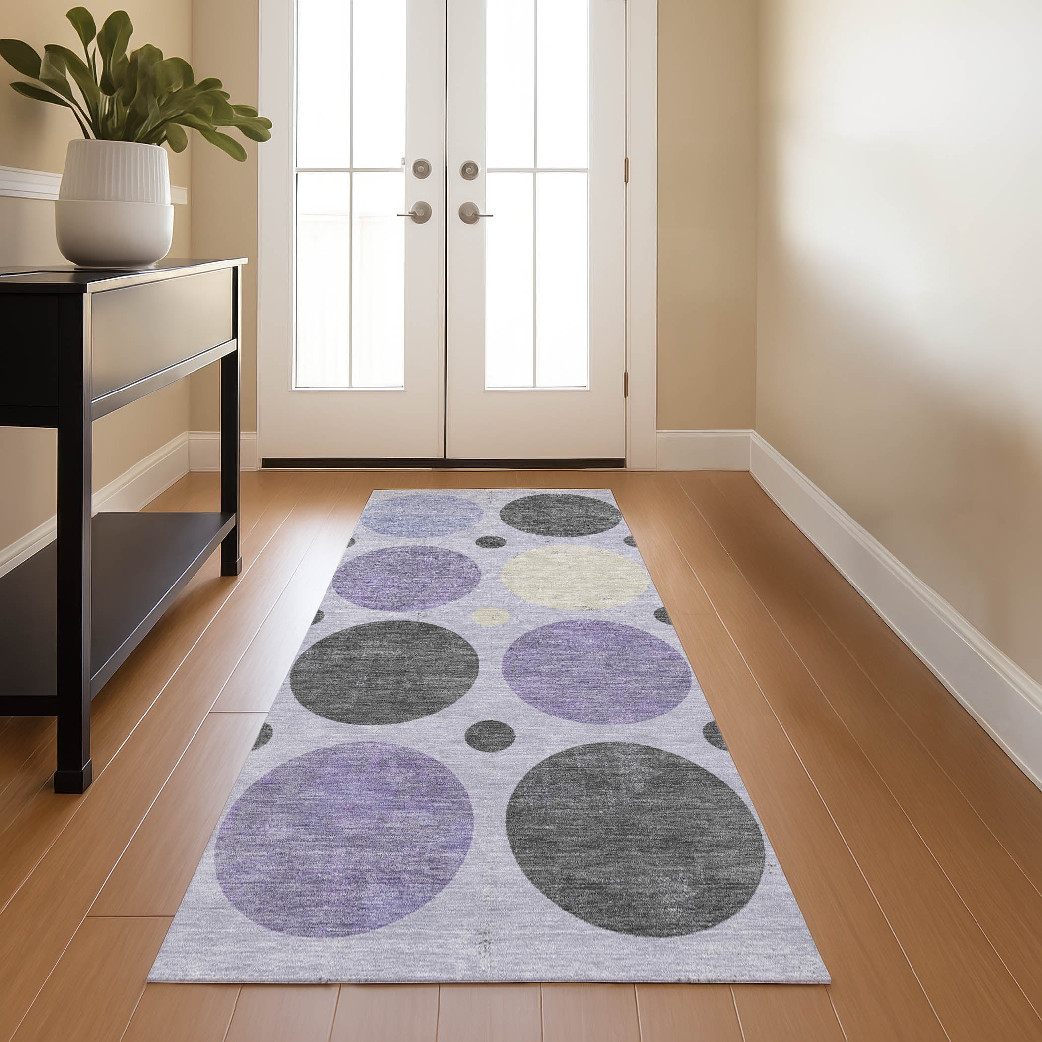 Prague Machine Washable Transitional Lavender Purple Rug 2'3" x 7'6" #shape_Runner
