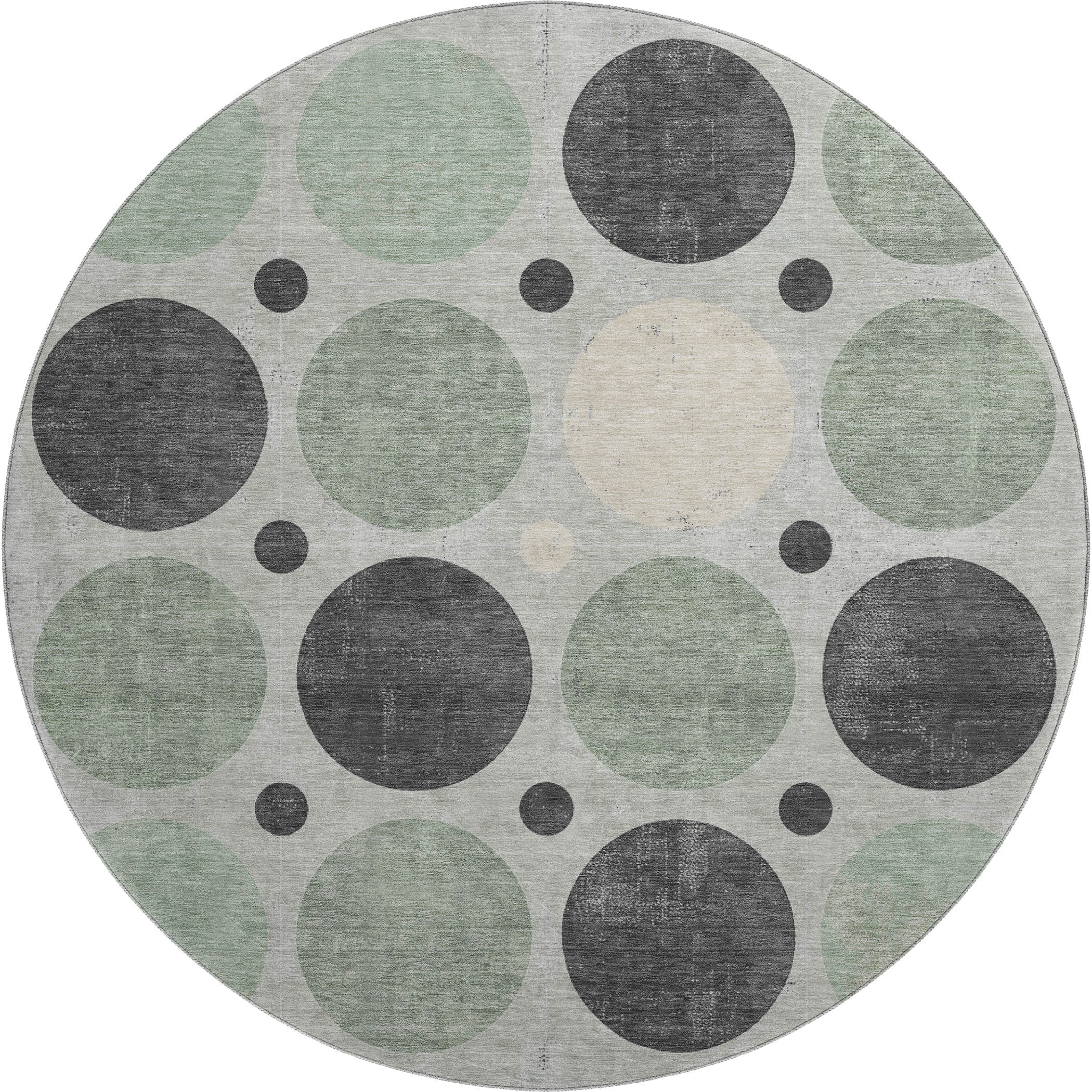Prague Machine Washable Transitional Sage Green Rug 8' x 8' #shape_Round