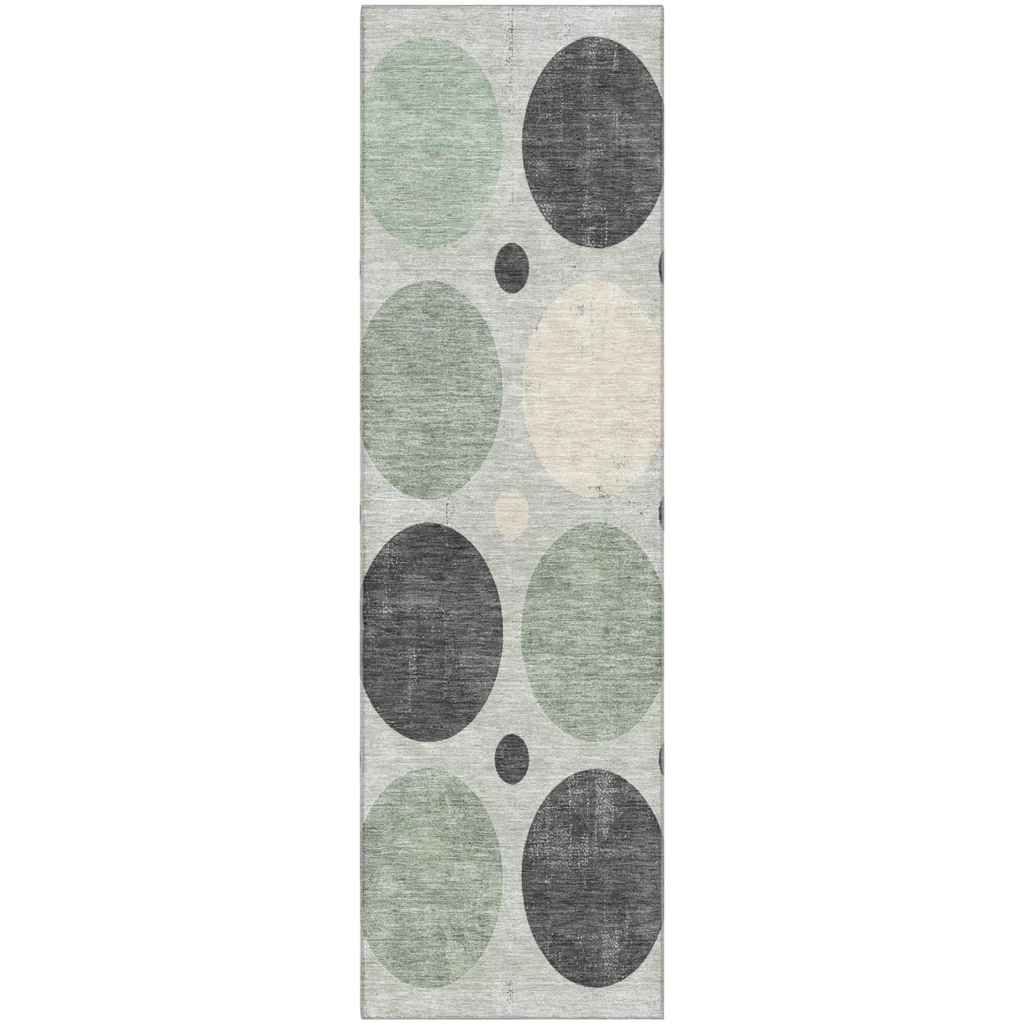 Prague Machine Washable Transitional Sage Green Rug 2'3" x 7'6" #shape_Runner