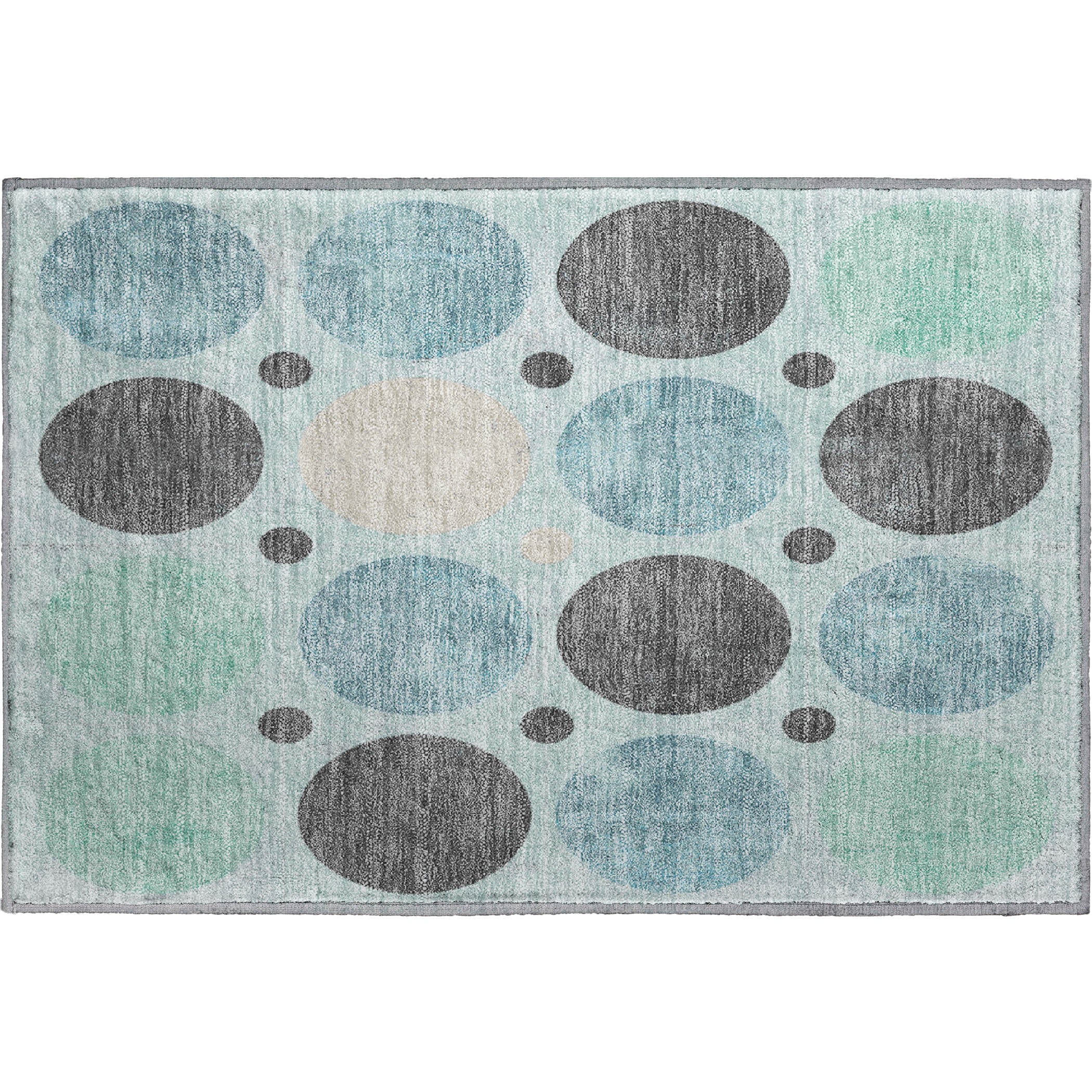 Prague Machine Washable Transitional Teal Rug 1'8" x 2'6" #shape_Rectangle