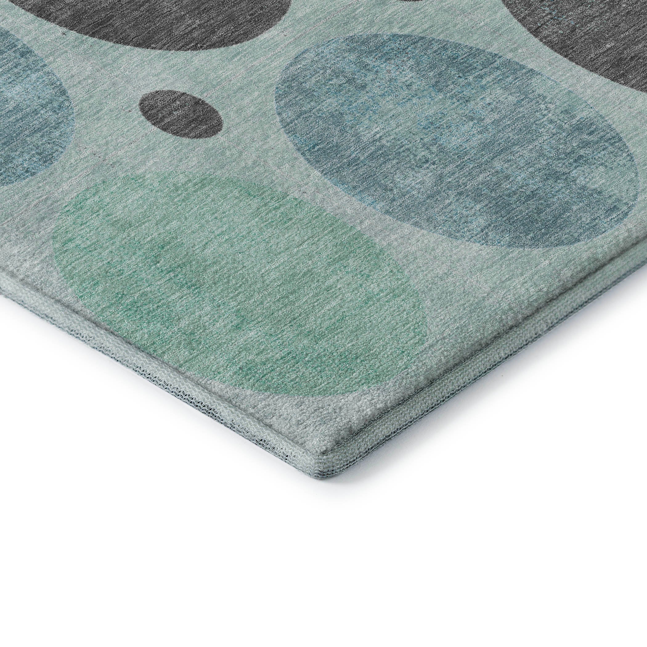 Prague Machine Washable Transitional Teal Rug 1'8" x 2'6" #shape_Rectangle