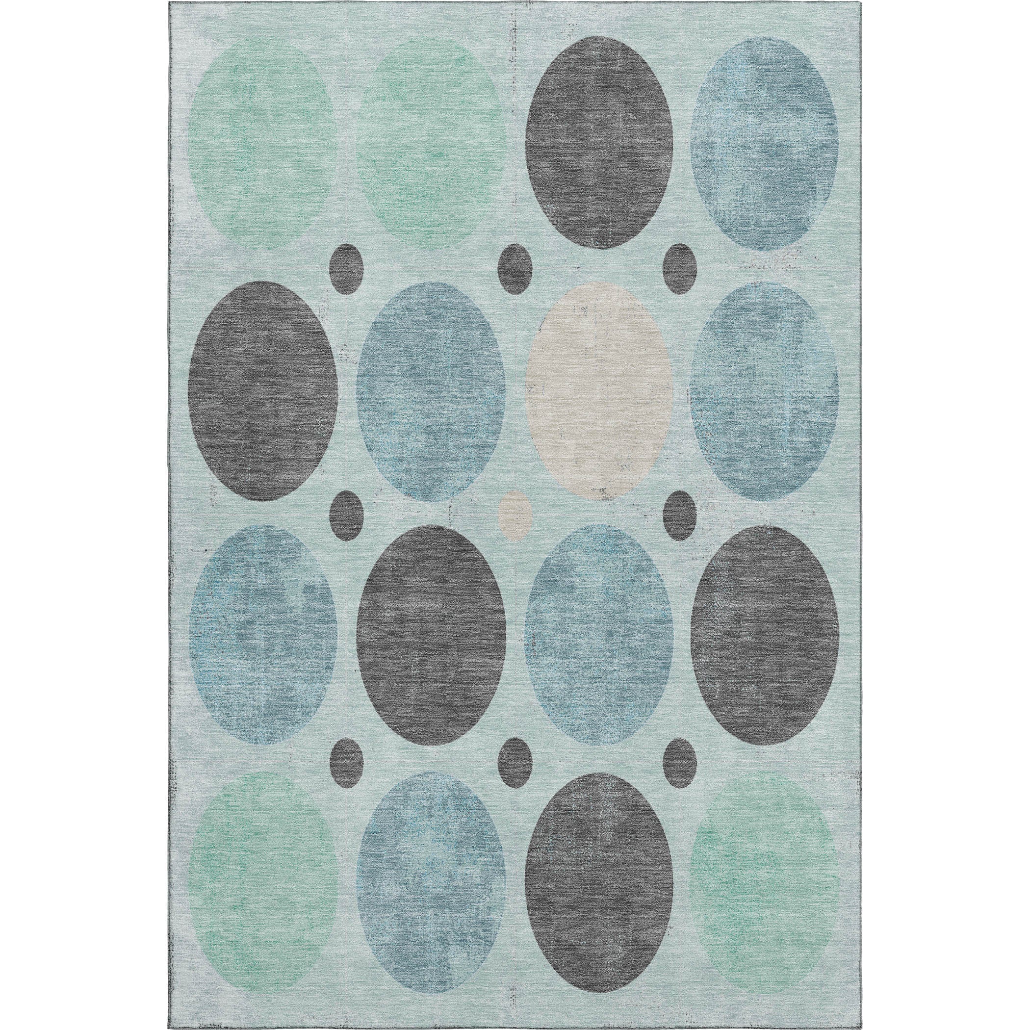 Prague Machine Washable Transitional Teal Rug 2'6" x 3'10" #shape_Rectangle