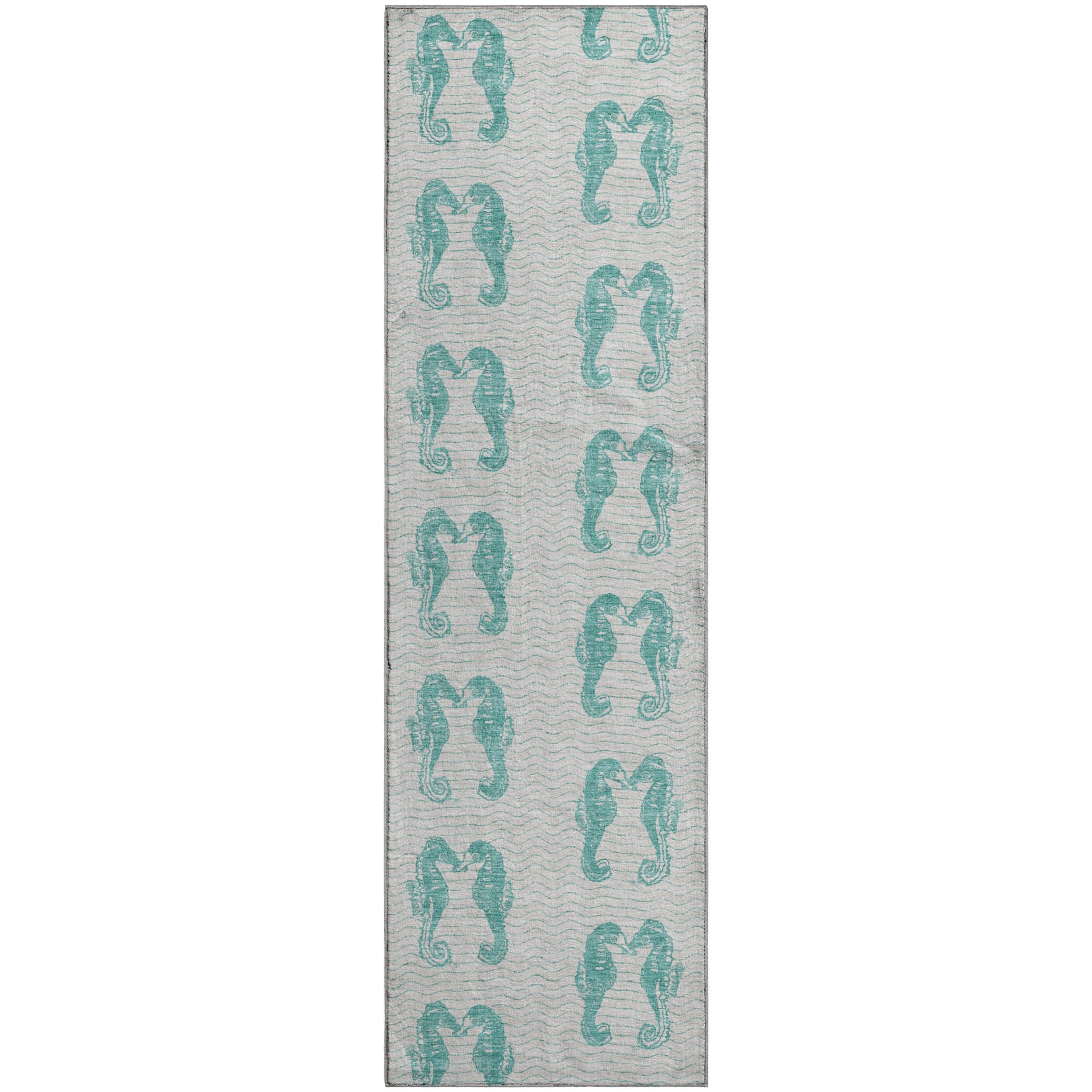Athens Machine Washable Coastal Aqua Teal Rug 2'3" x 7'6" #shape_Runner