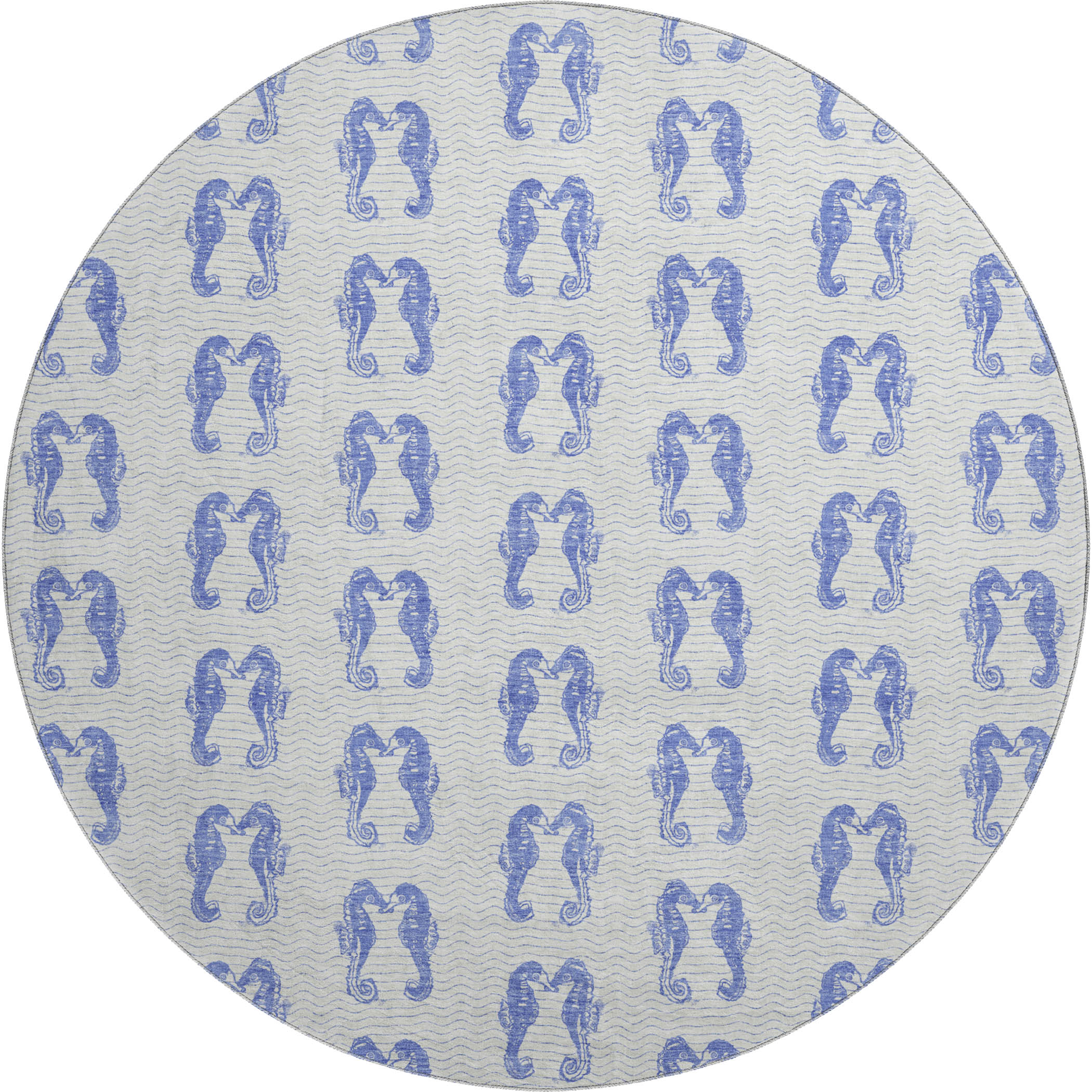 Athens Machine Washable Coastal Blue Navy Rug 8' x 8' #shape_Round