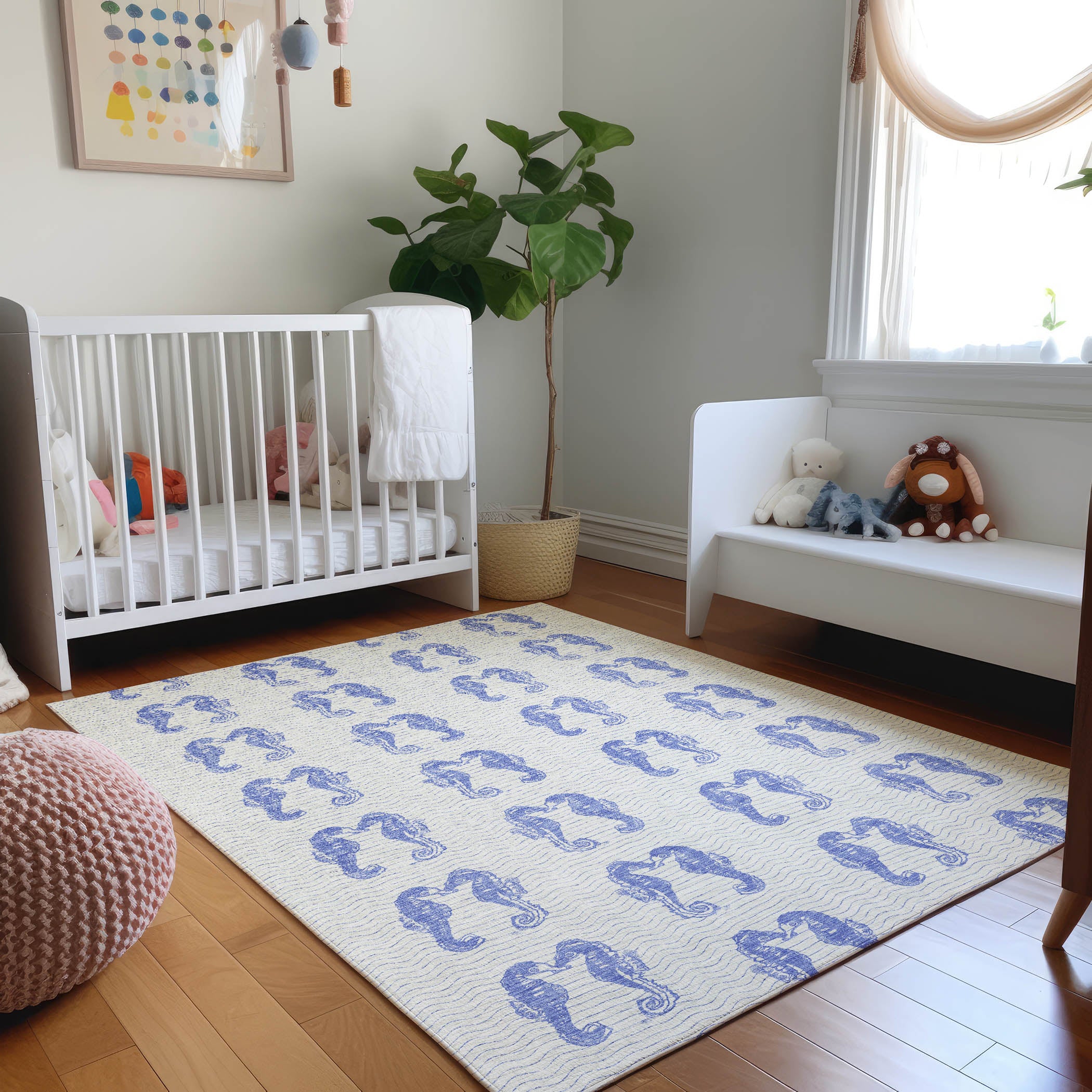 Athens Machine Washable Coastal Blue Navy Rug 2'6" x 3'10" #shape_Rectangle