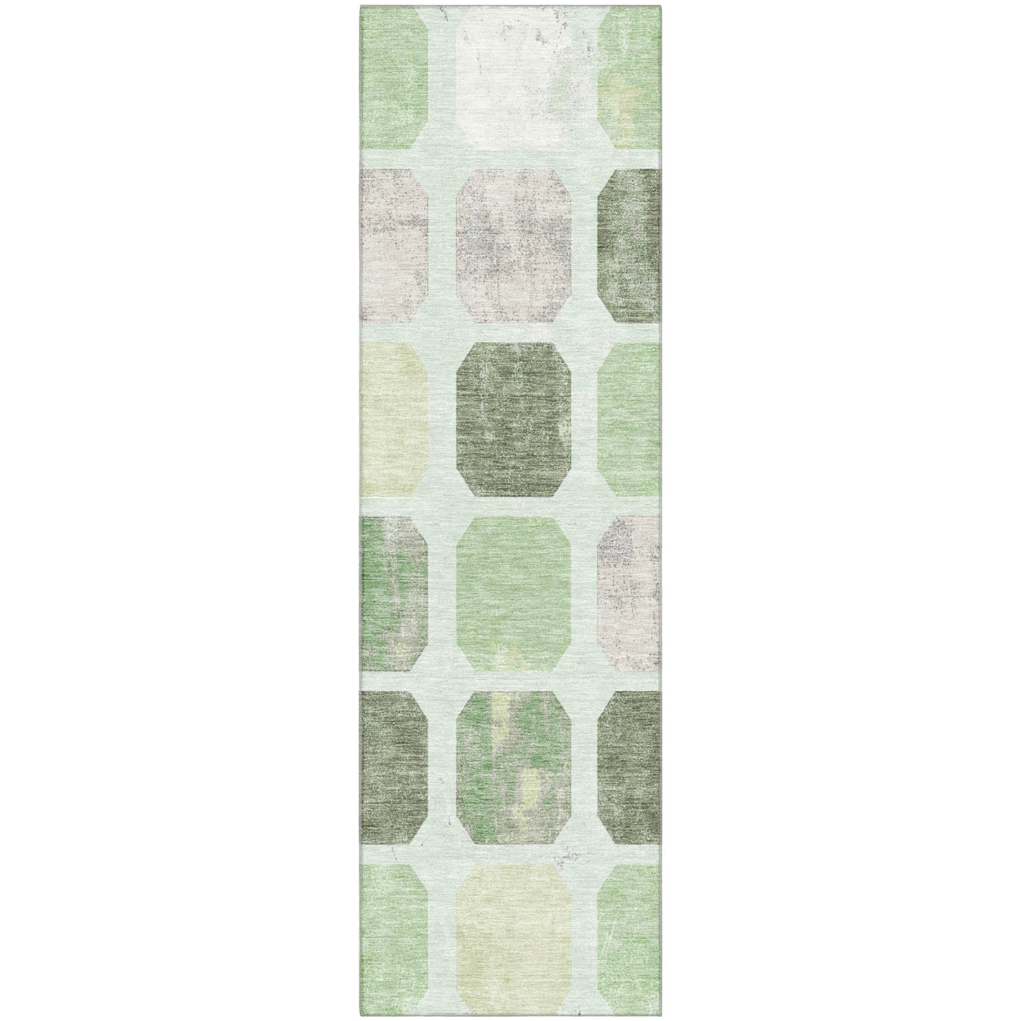 Athens Machine Washable Transitional Aloe Green Rug 2'3" x 7'6" #shape_Runner