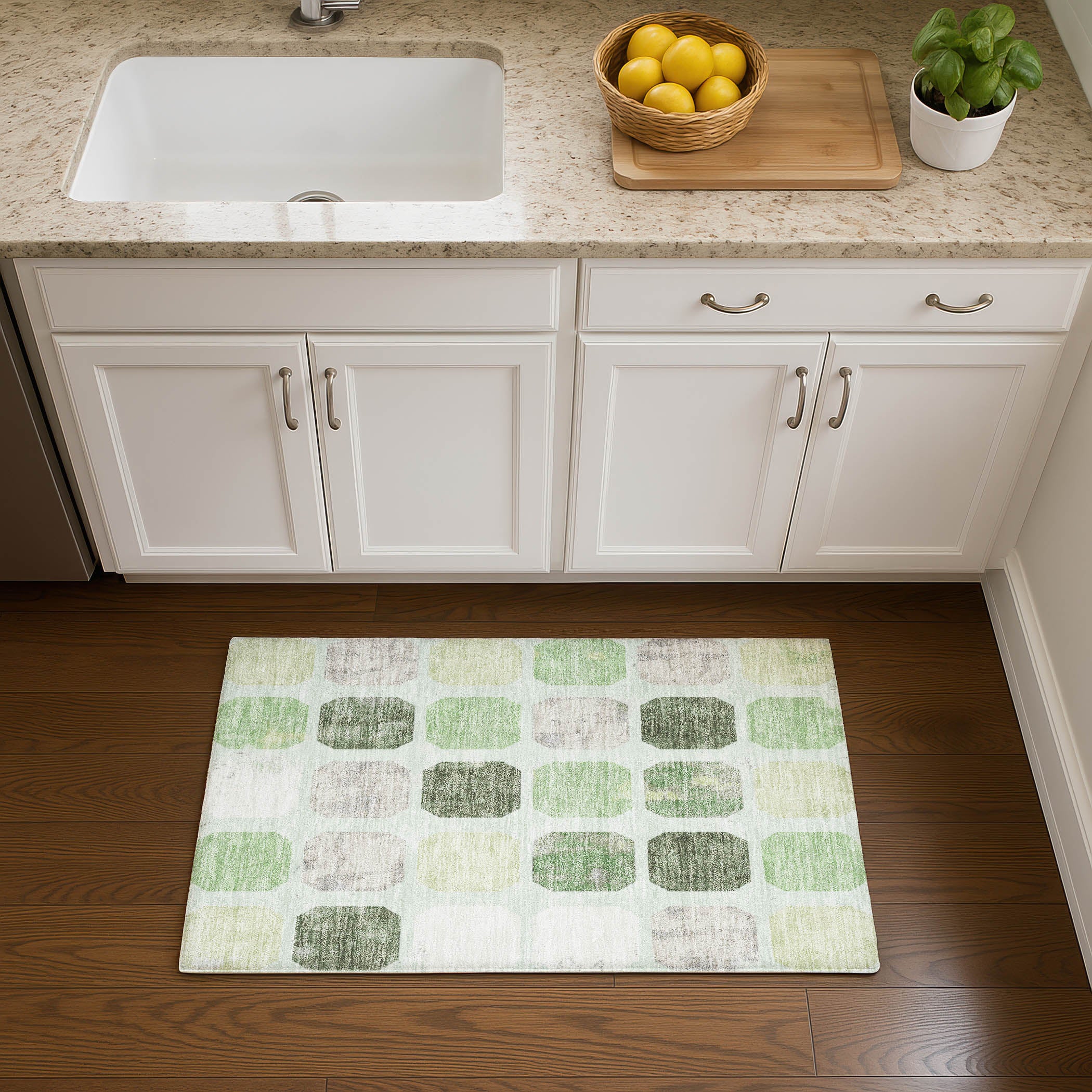 Athens Machine Washable Transitional Aloe Green Rug 1'8" x 2'6" #shape_Rectangle