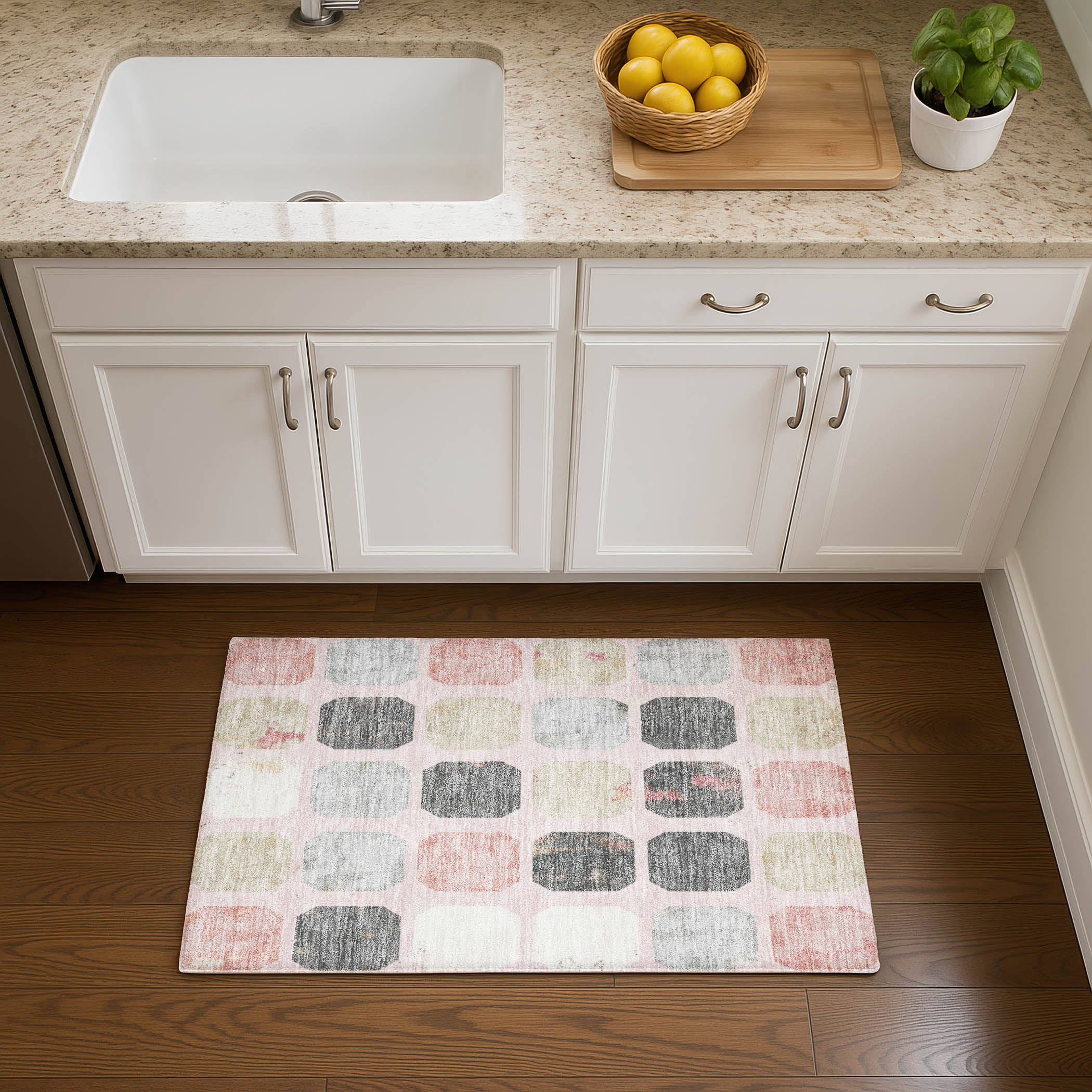 Athens Machine Washable Transitional Blush Pink Rug 1'8" x 2'6" #shape_Rectangle