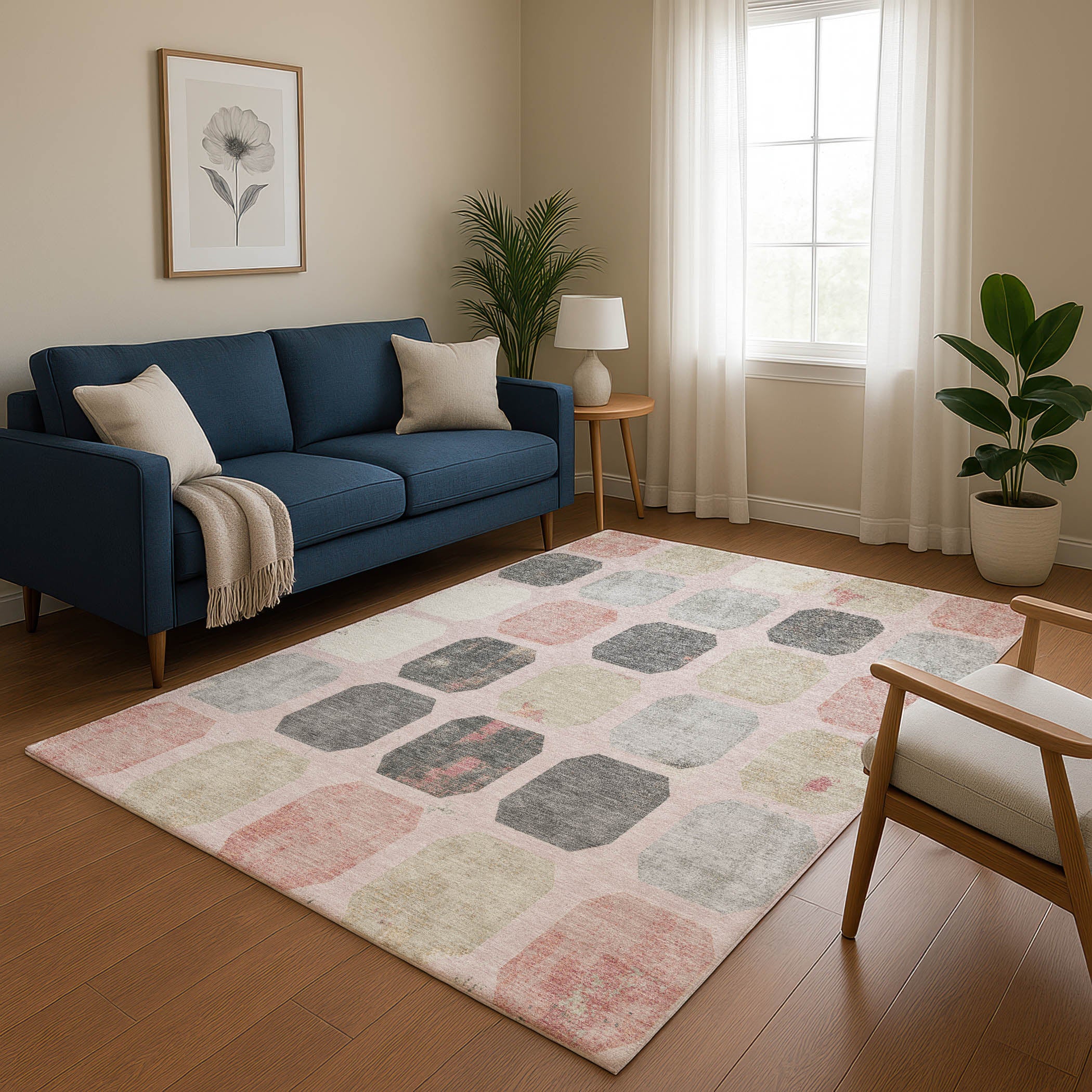 Athens Machine Washable Transitional Blush Pink Rug 2'6" x 3'10" #shape_Rectangle