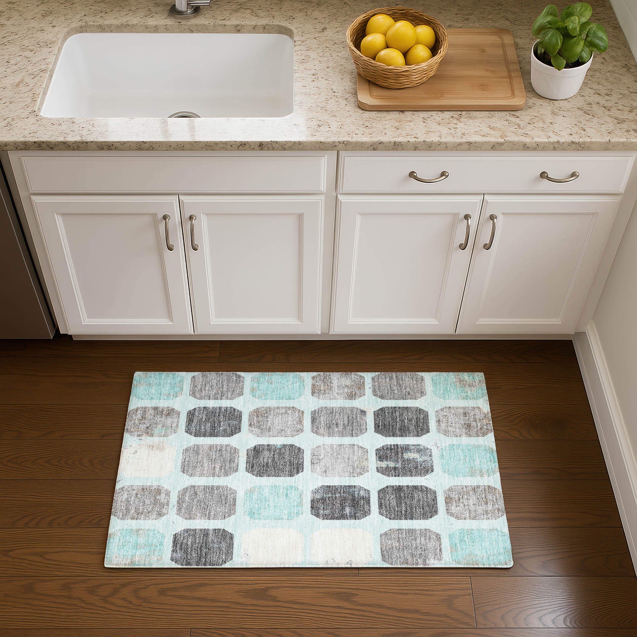 Athens Machine Washable Transitional Teal Rug 1'8" x 2'6" #shape_Rectangle