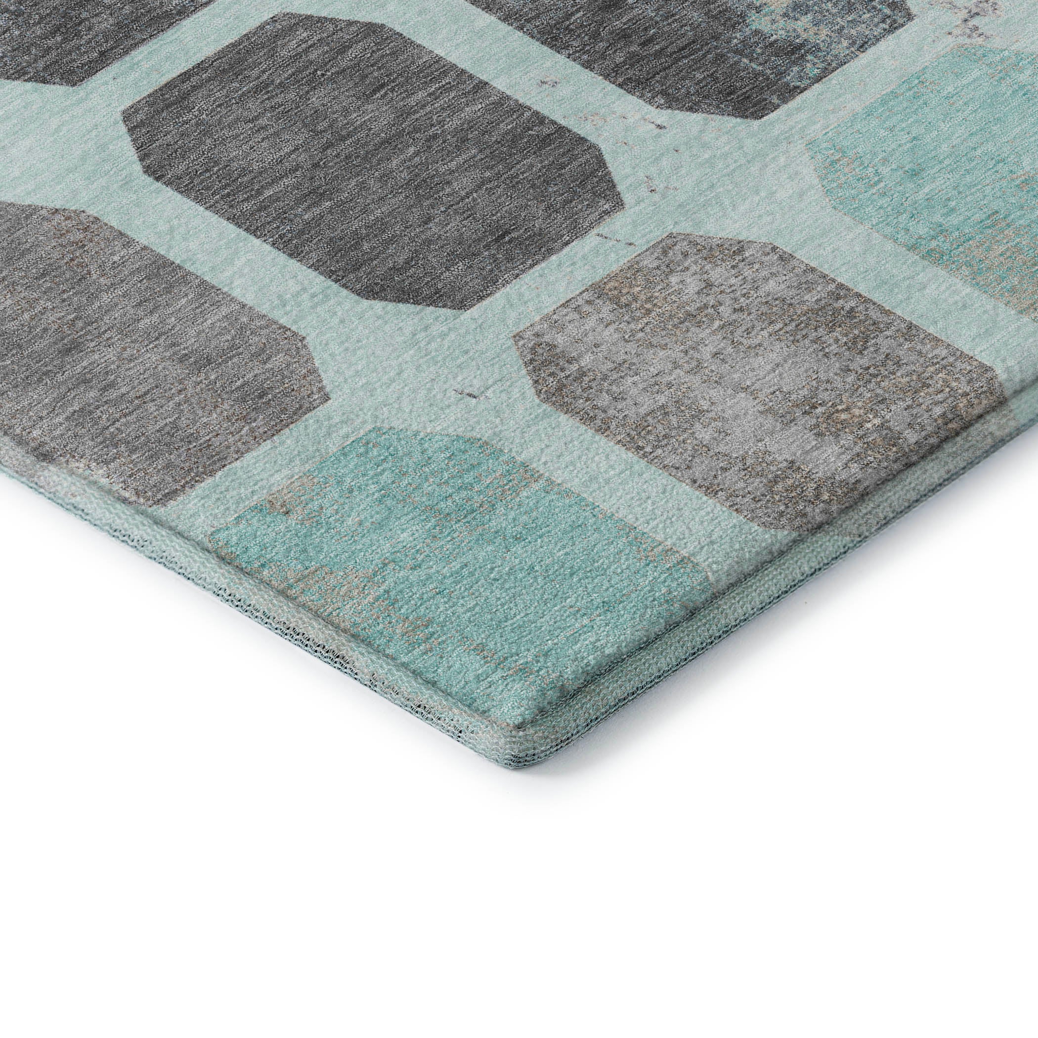 Athens Machine Washable Transitional Teal Rug 1'8" x 2'6" #shape_Rectangle