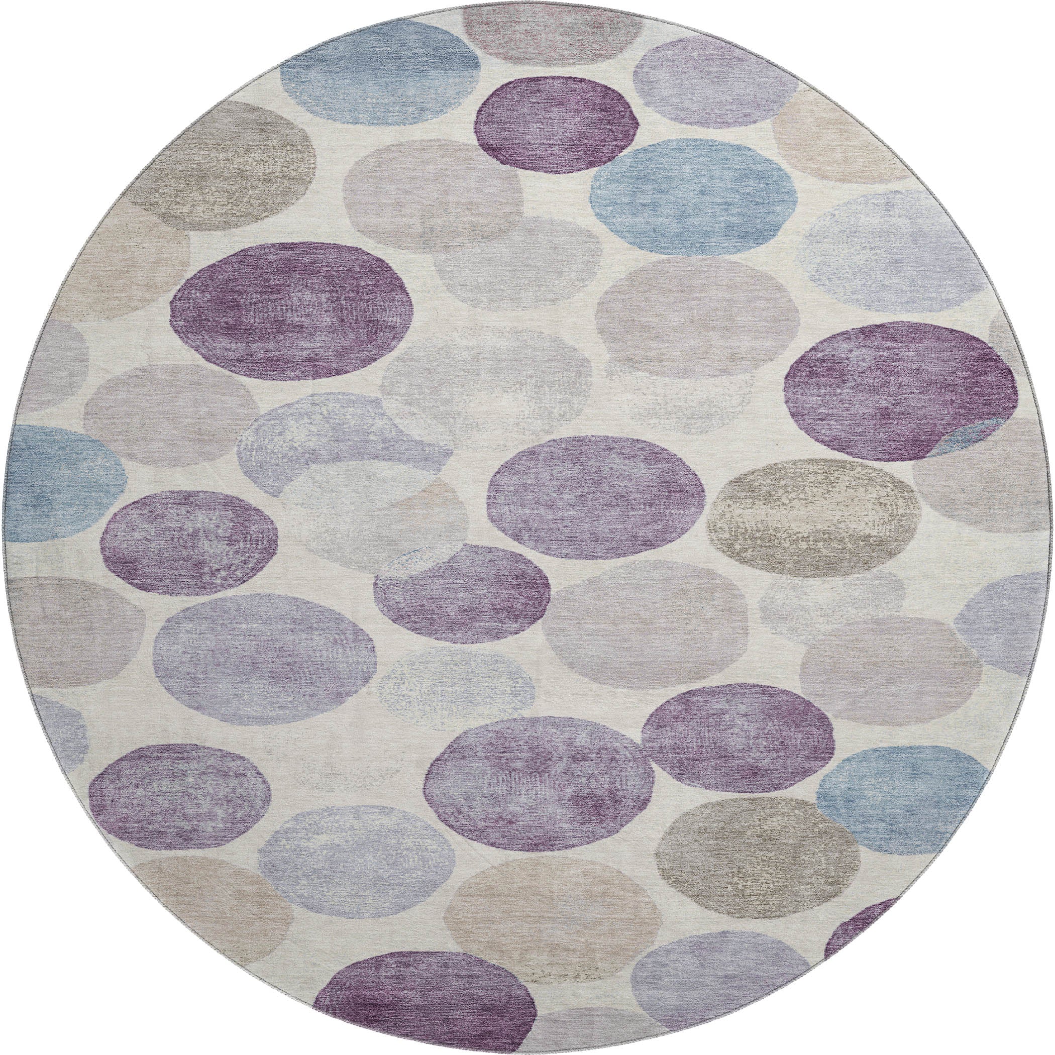 Tallinn Machine Washable Transitional Plum Purple Rug 8' x 8' #shape_Round
