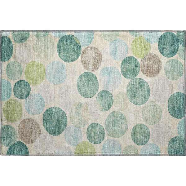Tallinn Machine Washable Transitional Teal Rug 1'8" x 2'6"