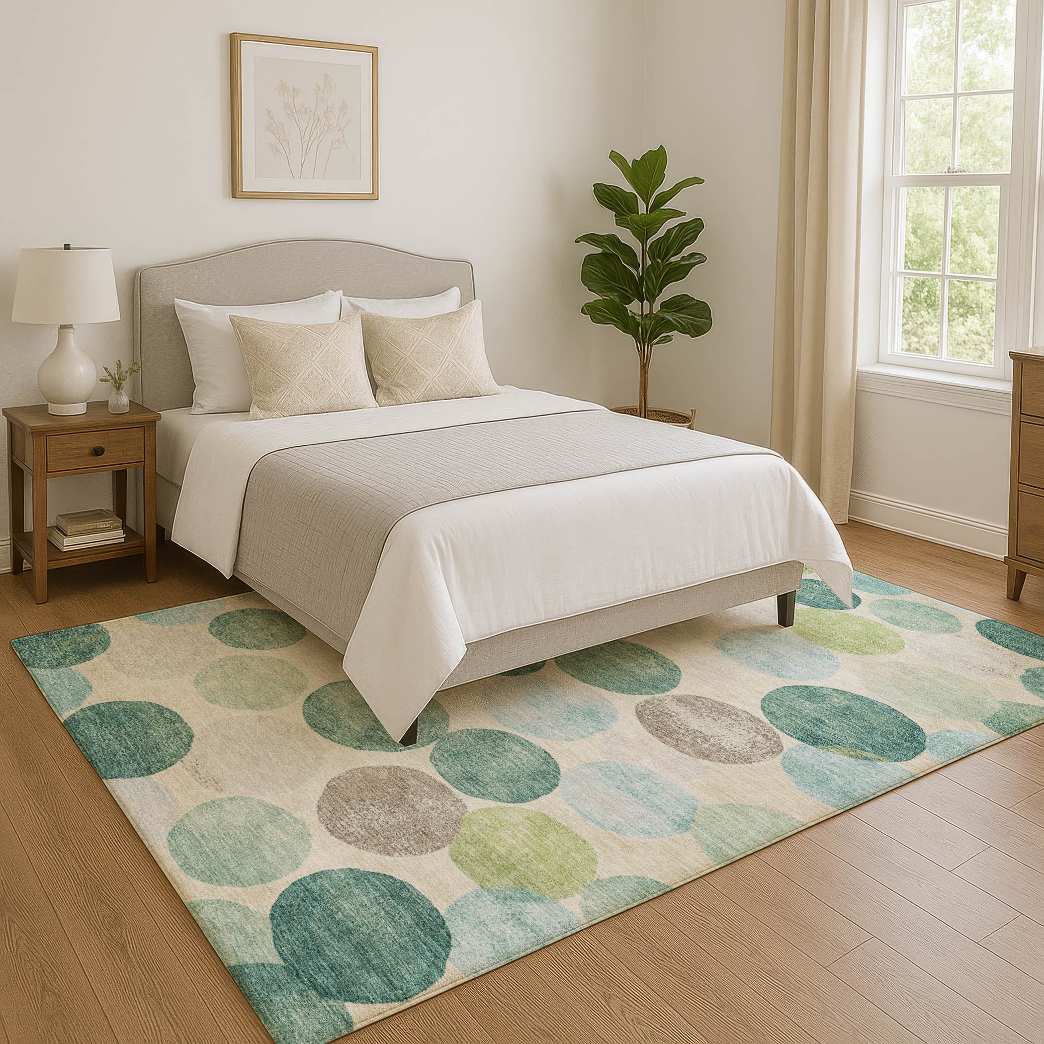 Tallinn Machine Washable Transitional Teal Rug 2'6" x 3'10" #shape_Rectangle