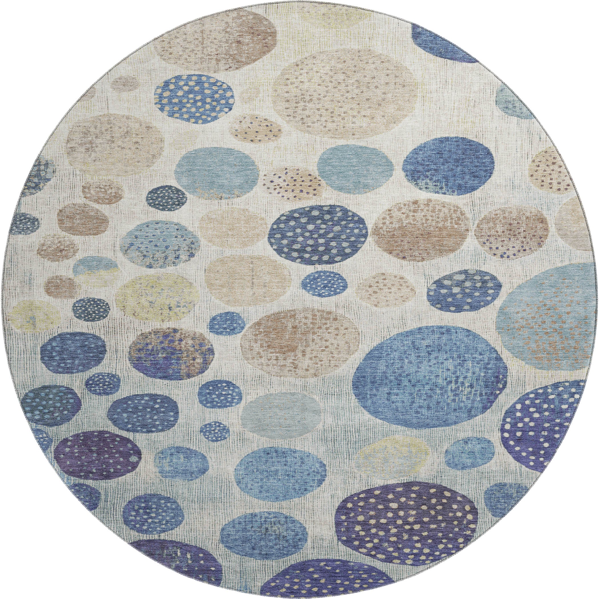 Sintra Machine Washable Transitional Navy Blue Rug 8' x 8' #shape_Round
