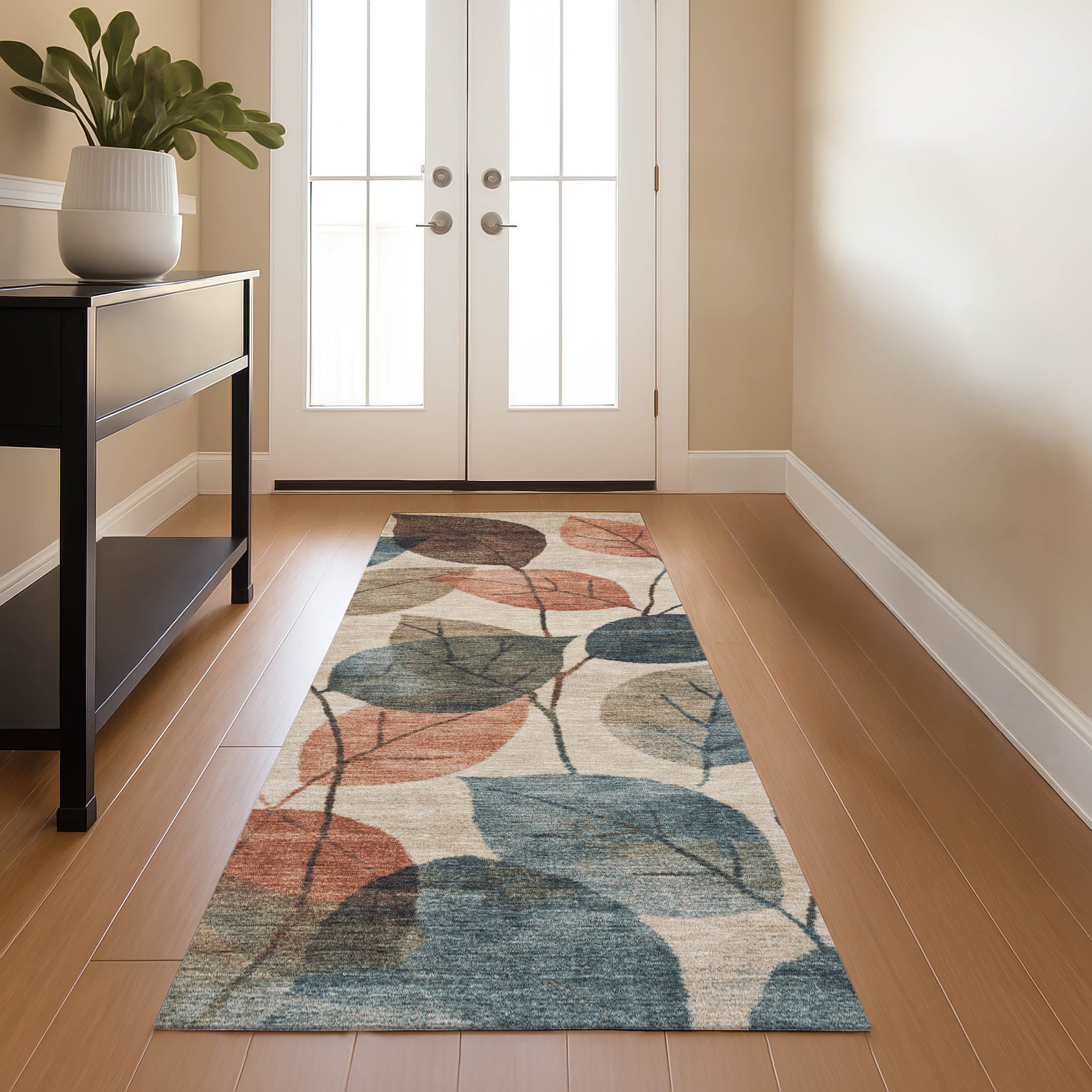 Bruges Machine Washable Transitional Beige Brown Rug 2'3" x 7'6" #shape_Runner