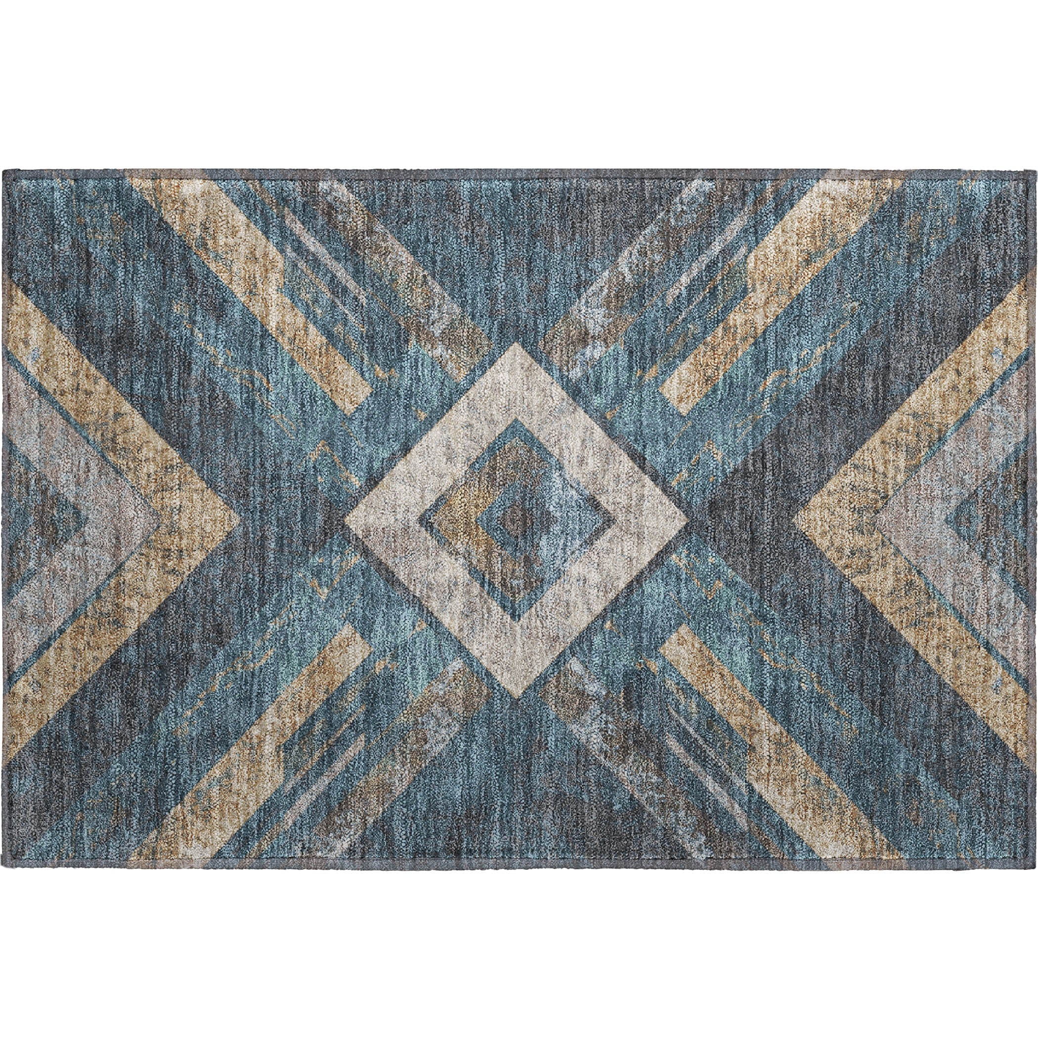 Salzburg Machine Washable Transitional Navy Blue Rug 1'8" x 2'6" #shape_Rectangle