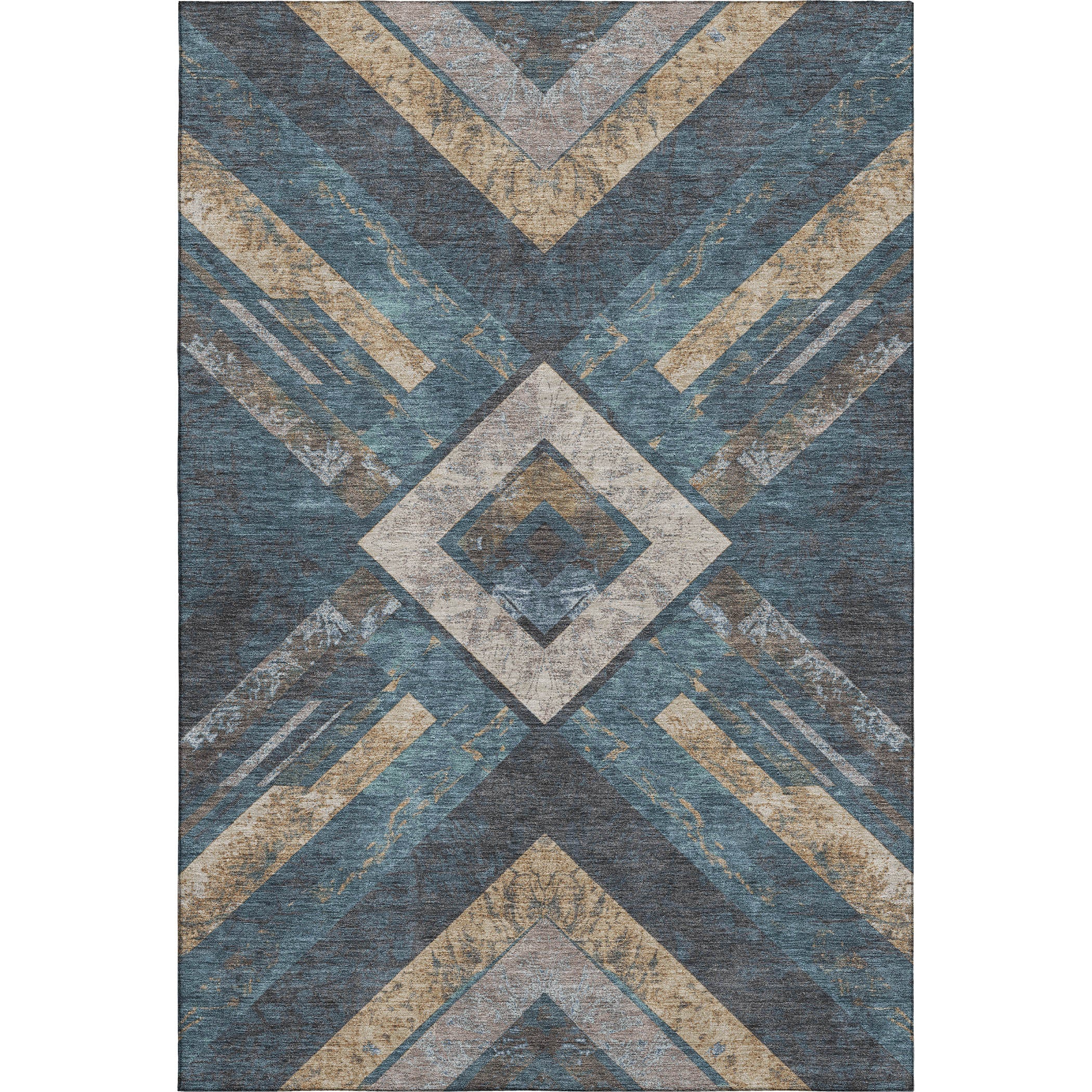 Salzburg Machine Washable Transitional Navy Blue Rug 2'6" x 3'10" #shape_Rectangle