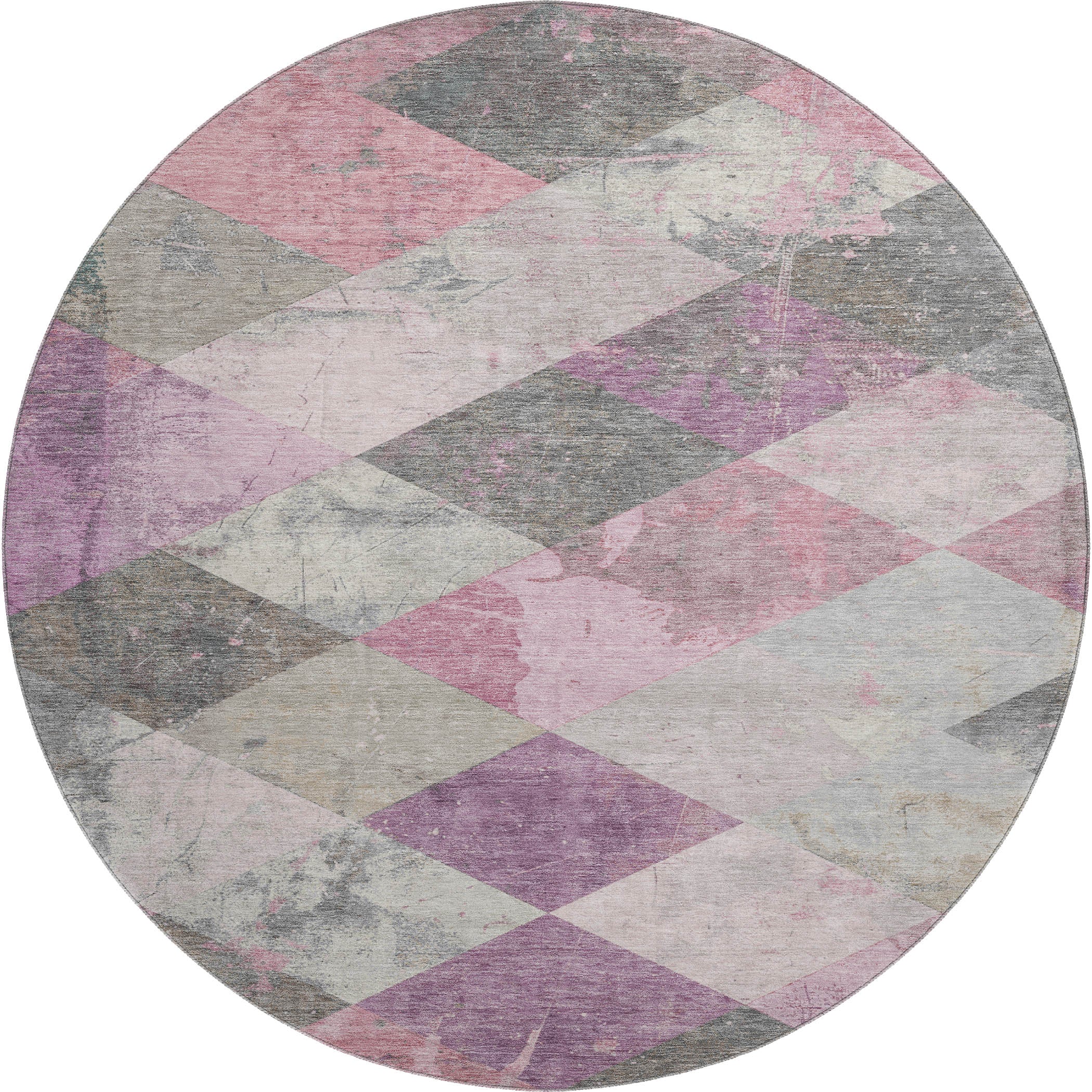 Reykjavik Machine Washable Transitional Blush Pink Rug 8' x 8' #shape_Round