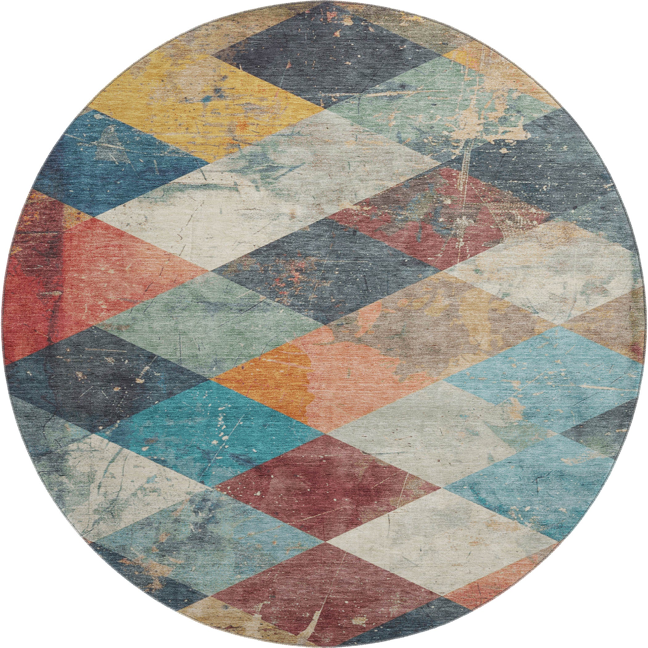 Reykjavik Machine Washable Transitional Navy Blue Rug 8' x 8' #shape_Round
