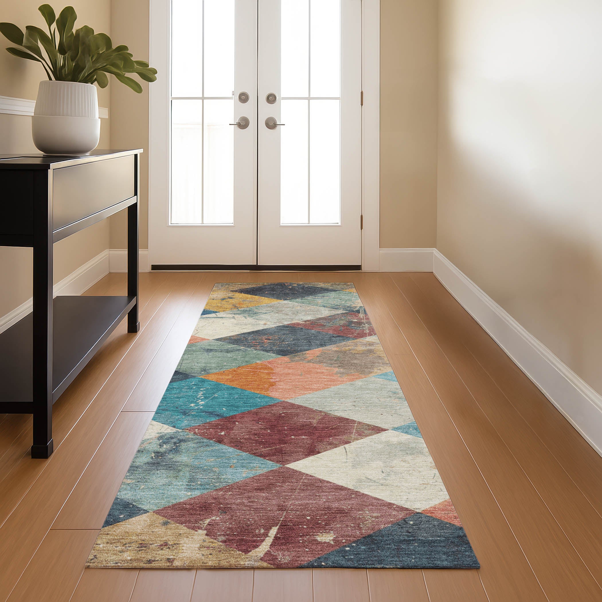 Reykjavik Machine Washable Transitional Navy Blue Rug 2'3" x 7'6" #shape_Runner