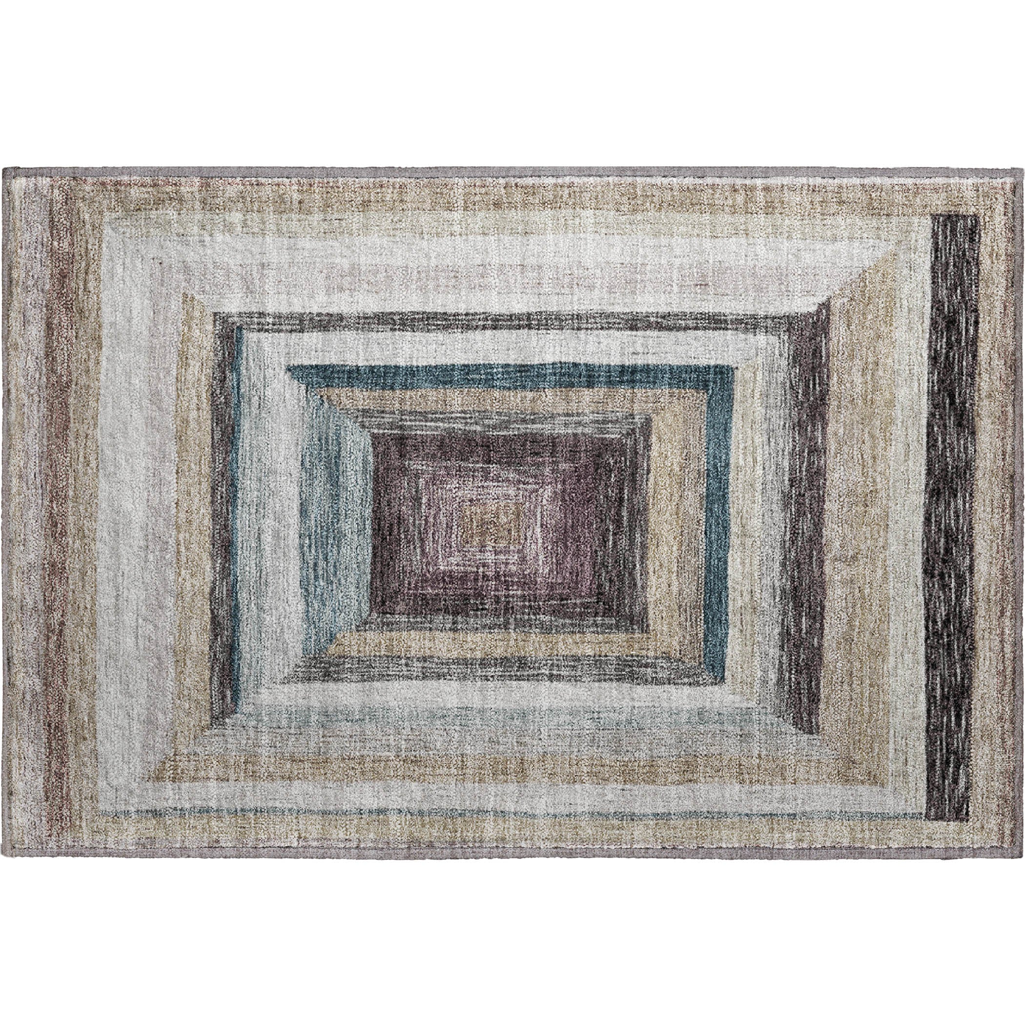 Porto Machine Washable Transitional Beige Brown Rug 1'8" x 2'6" #shape_Rectangle