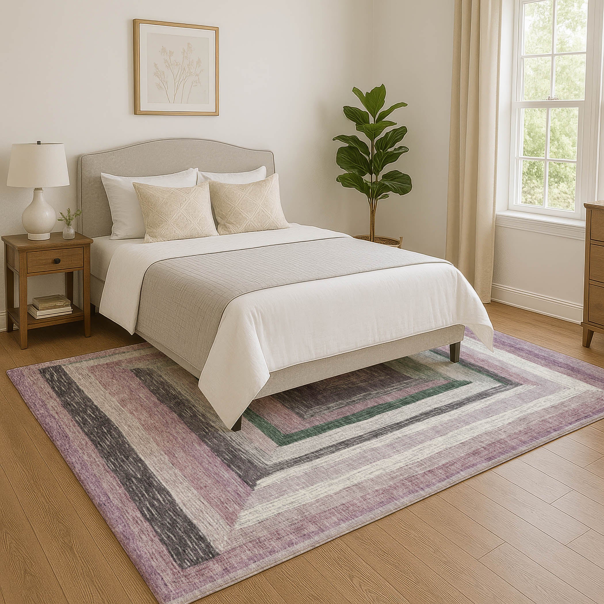 Porto Machine Washable Transitional Blush Pink Rug 2'6" x 3'10" #shape_Rectangle